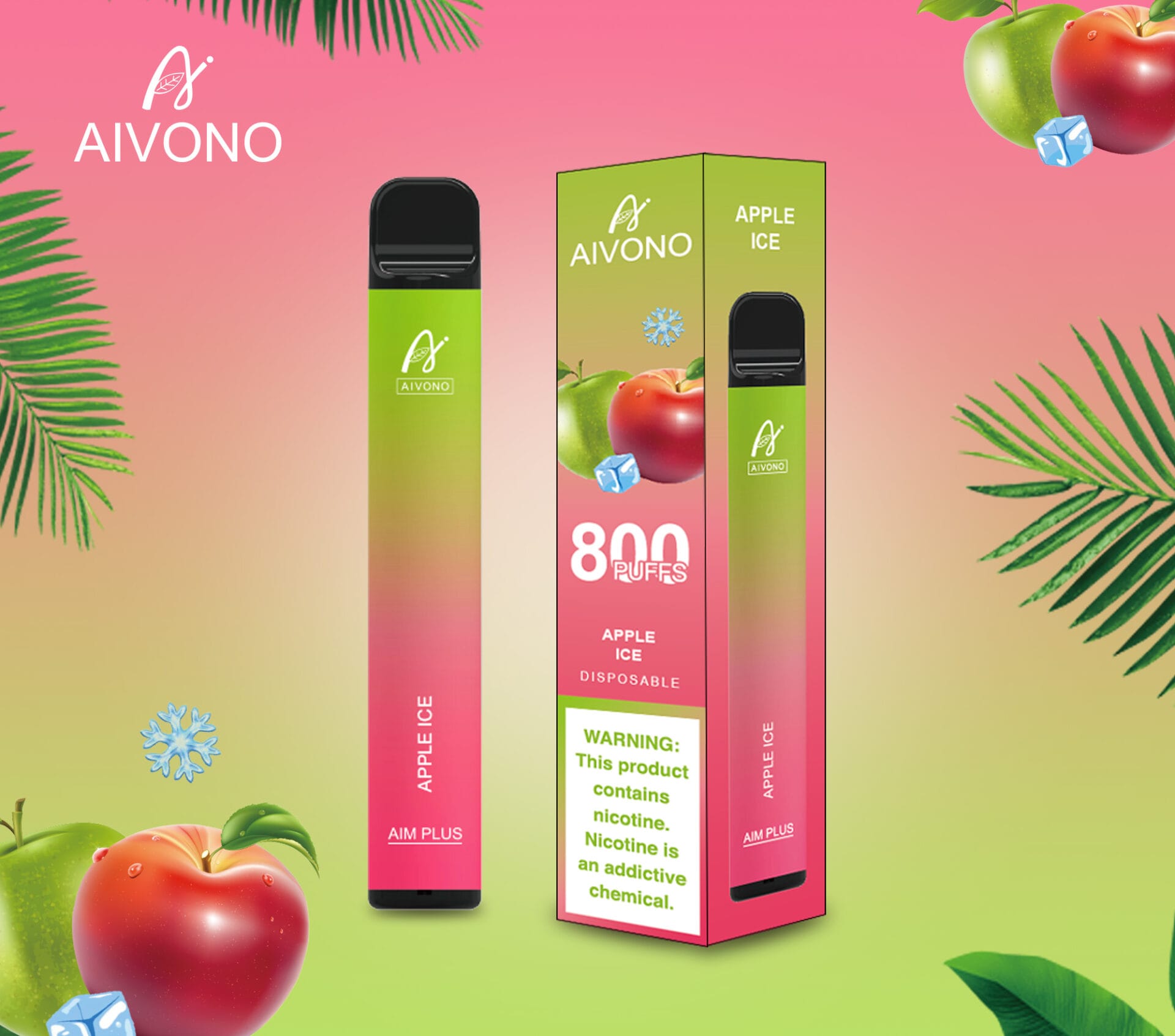 Aivono AIM Plus 800 Puffs | 0%-5% nicotine, 3.2mL, 550mAh, TPD certified, bulk disposable vape