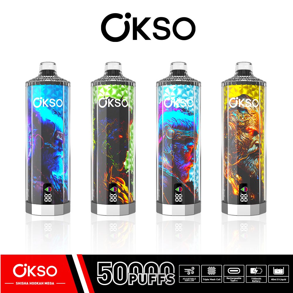 OKSO Shisha Hookah Mega 50000 Puffs | triple mesh coil, 40mL, LED display, adjustable airflow, bulk disposable vape - Image 25