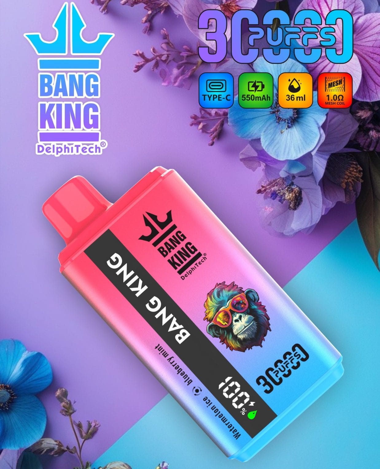 Bang King 30000 Puffs | long-lasting double dual flavor switching, LCD, bulk buy disposable vape