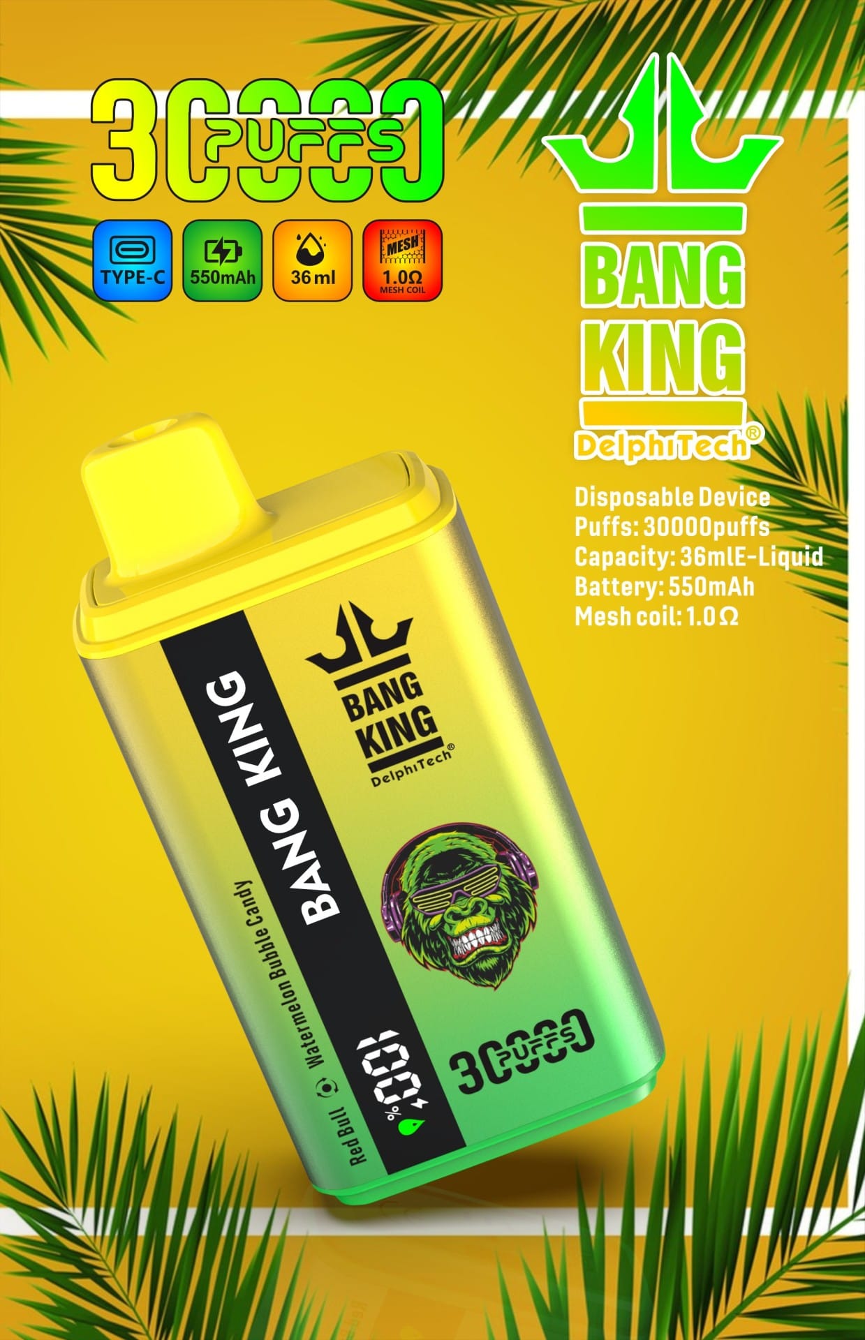 Bang King 30000 Puffs | long-lasting double dual flavor switching, LCD, bulk buy disposable vape - Image 10
