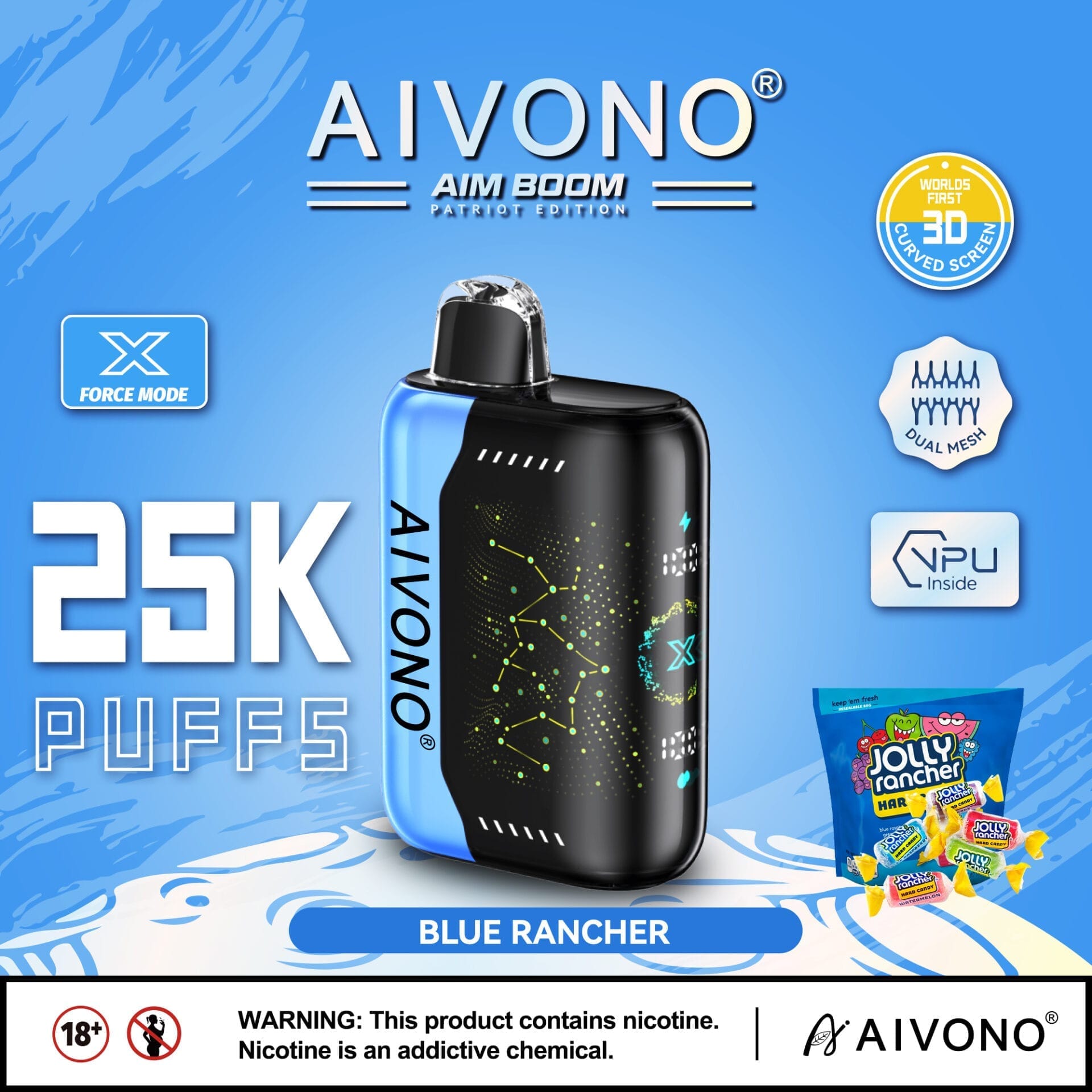 AIVONO BOOM PATRIOT EDITION 25000 Puffs | 0%-5% nicotine, bulk disposable vape - Image 9