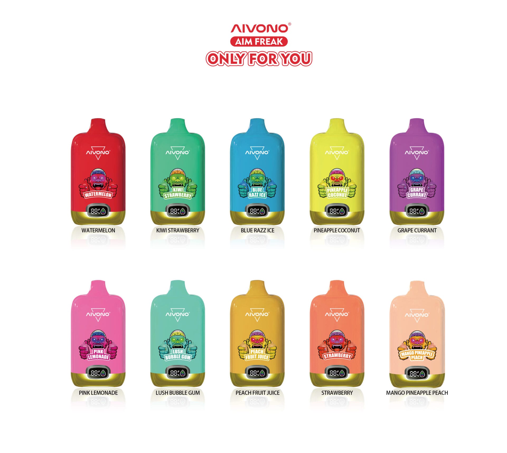 AIVONO AIM FREAK 13000 Puffs | 0%-5% nicotine, 20mL, LCD display, bulk disposable vape - Image 11