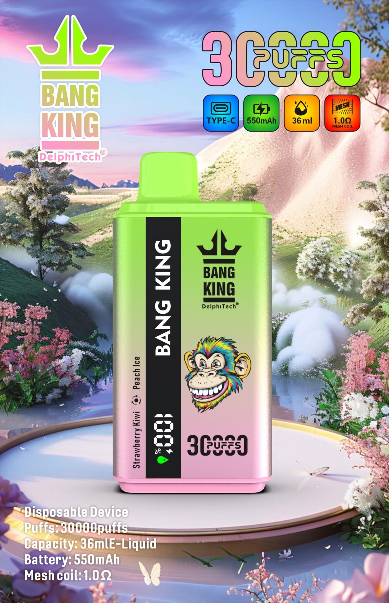 Bang King 30000 Puffs | long-lasting double dual flavor switching, LCD, bulk buy disposable vape - Image 11