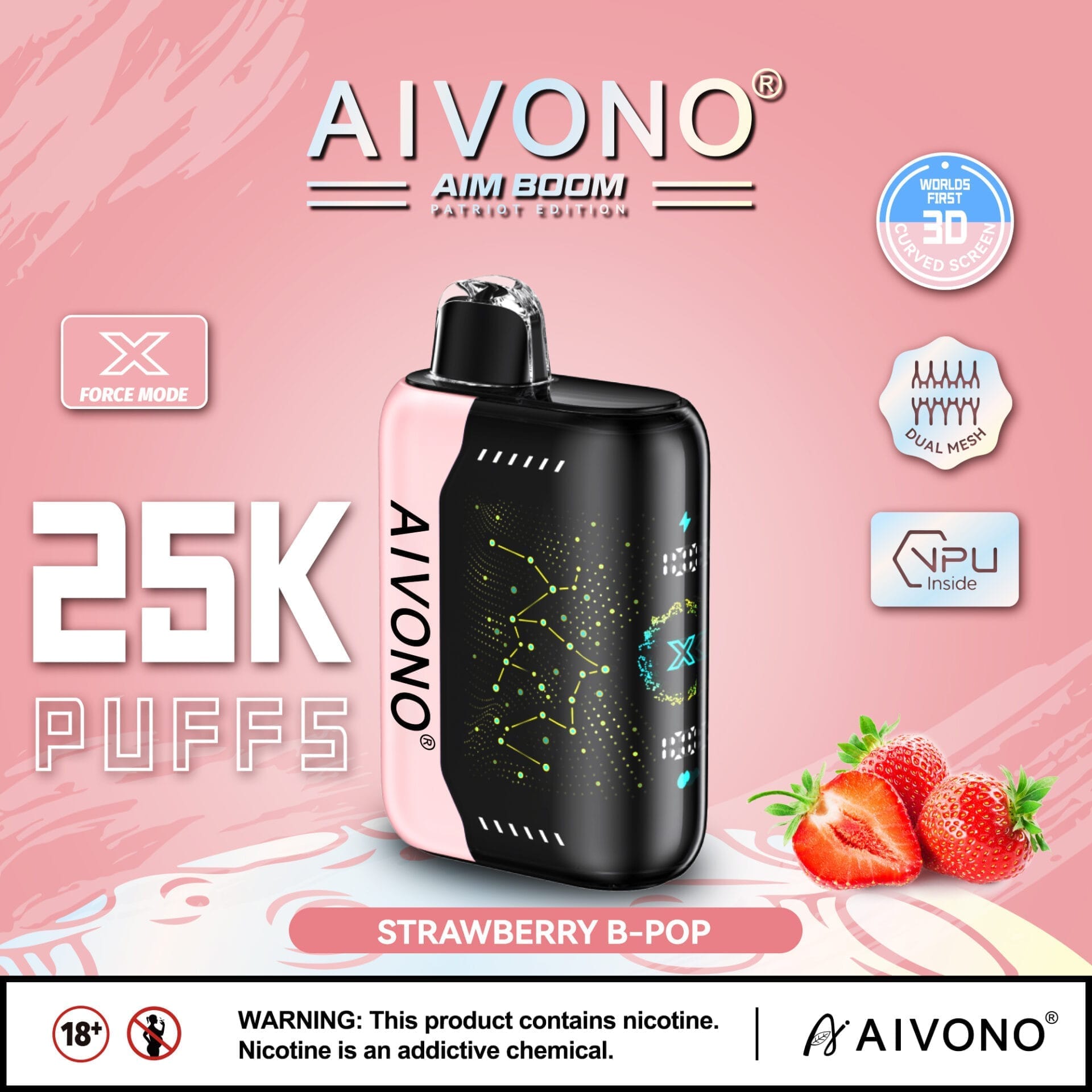 AIVONO BOOM PATRIOT EDITION 25000 Puffs | 0%-5% nicotine, bulk disposable vape - Image 2