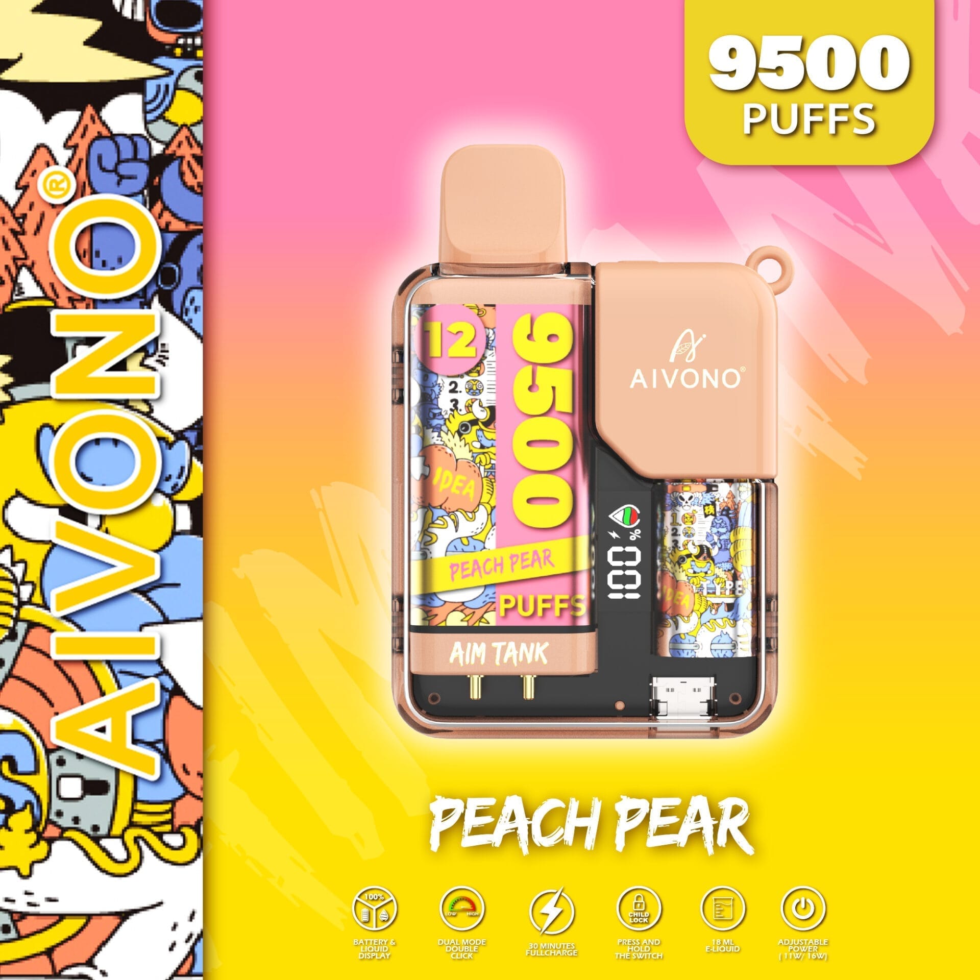 AIVONO AIM TANK 9500 Puffs | 0% to 5% nicotine bulk buy wholesale - Image 9