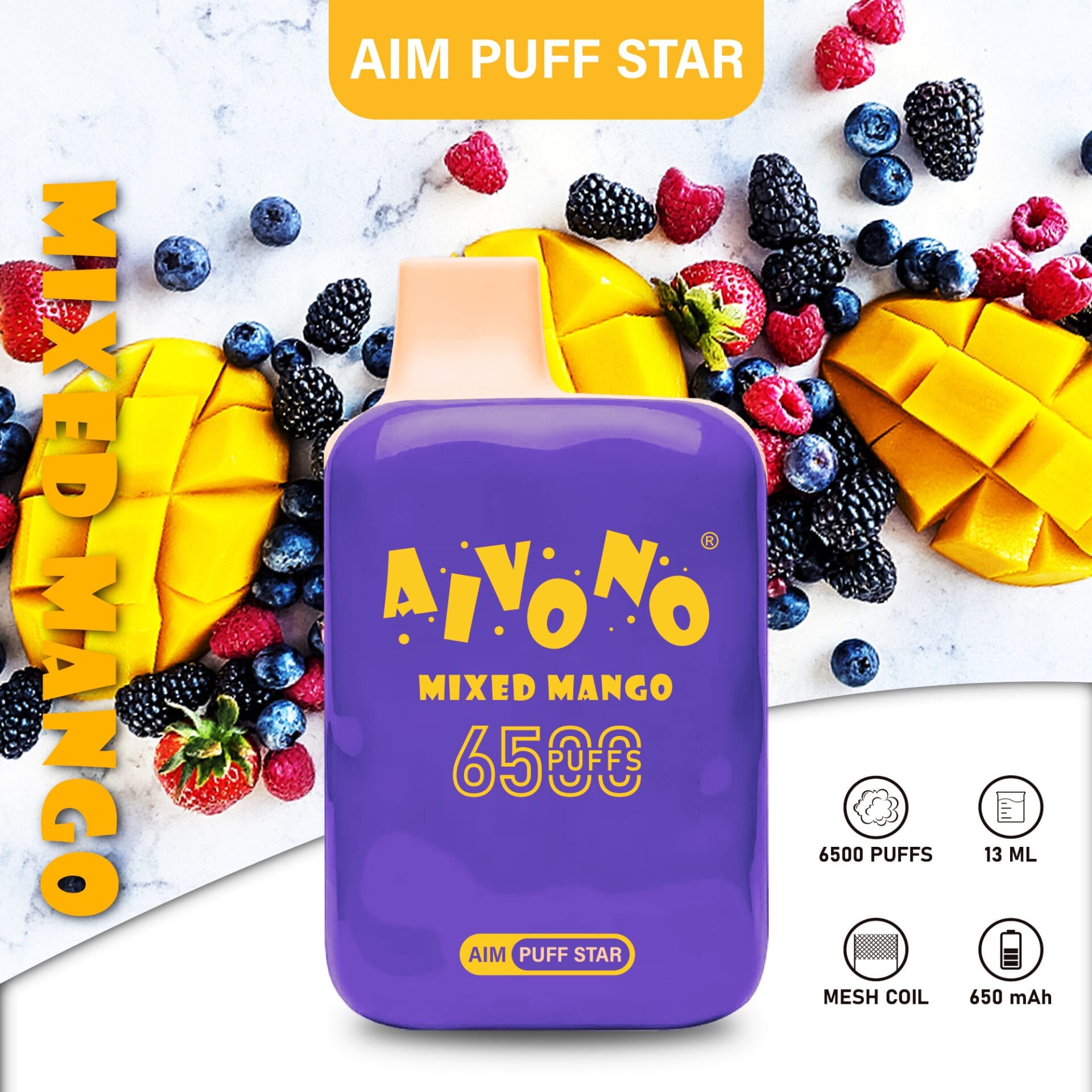 AIVONO Aim Puff Star 6500 Puffs | 0%-5% nicotine, 13mL, bulk disposable vape - Image 9