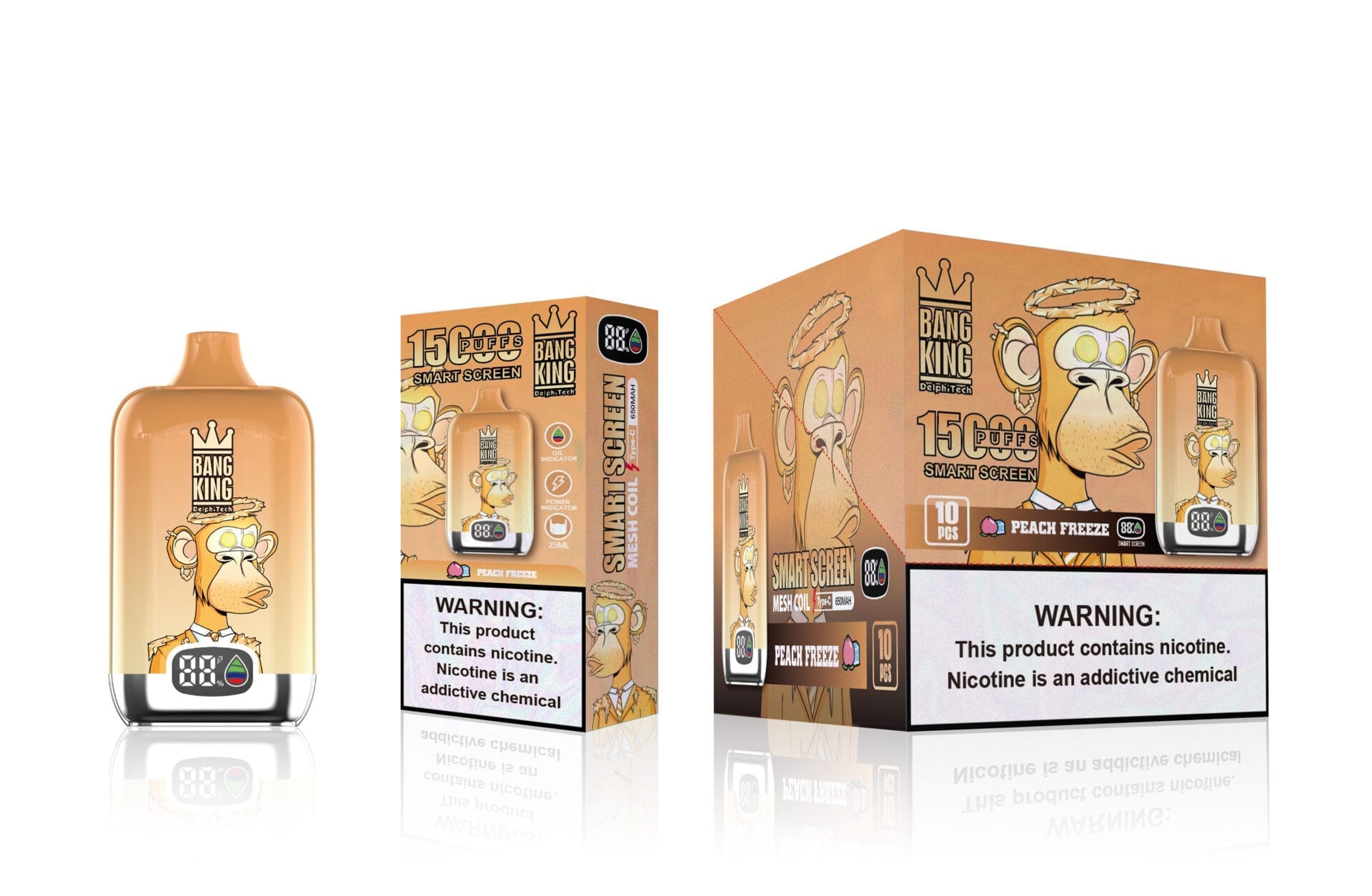 Bang King Smartscreen 15000 Puffs | 0%-5% nicotine, 25mL, smart display, bulk vape - Image 3