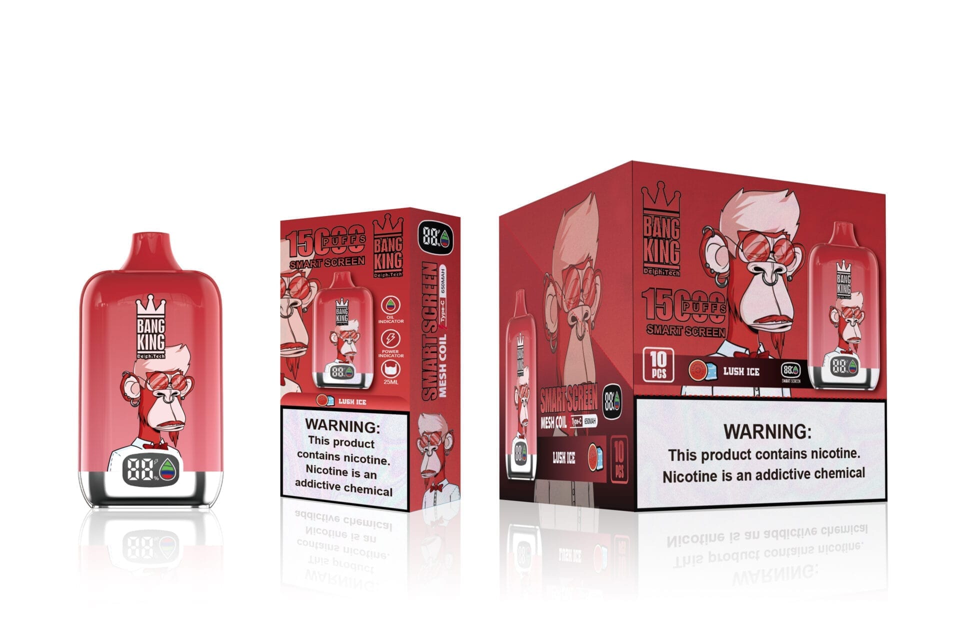 Bang King Smartscreen 15000 Puffs | 0%-5% nicotine, 25mL, smart display, bulk vape - Image 4
