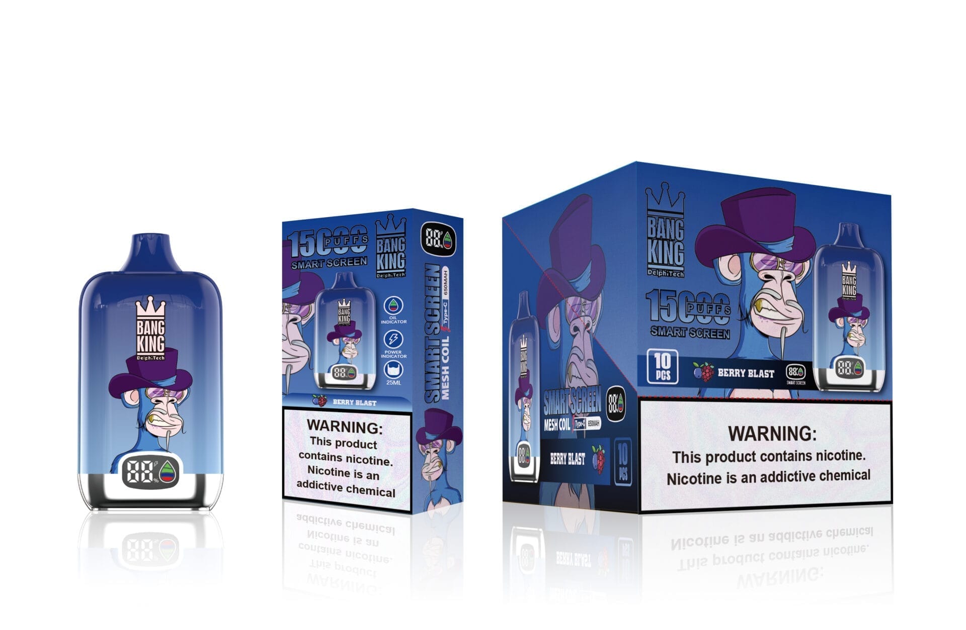 Bang King Smartscreen 15000 Puffs | 0%-5% nicotine, 25mL, smart display, bulk vape - Image 10