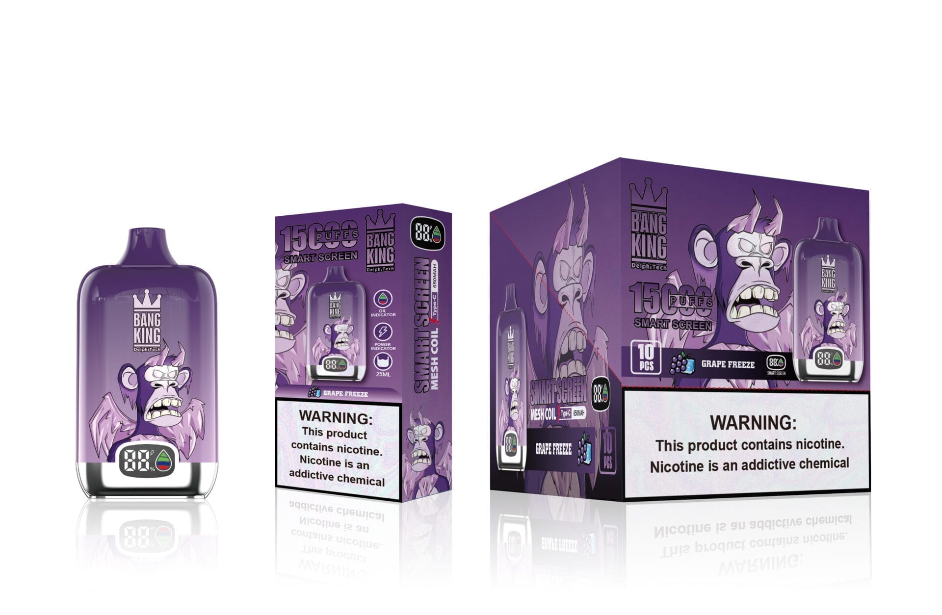 Bang King Smartscreen 15000 Puffs | 0%-5% nicotine, 25mL, smart display, bulk vape - Image 7
