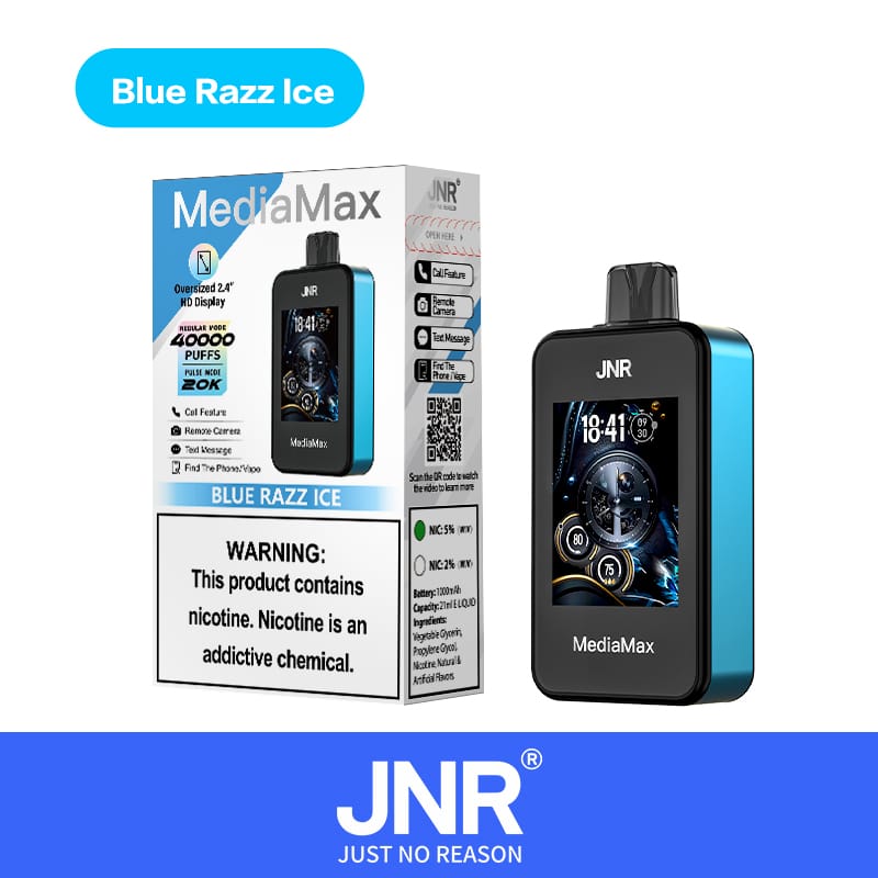 JNR Media Max 40000 Puffs | 5% nicotine, 21mL, dual mesh, 2.4” HD display, airflow control, smart - Image 3
