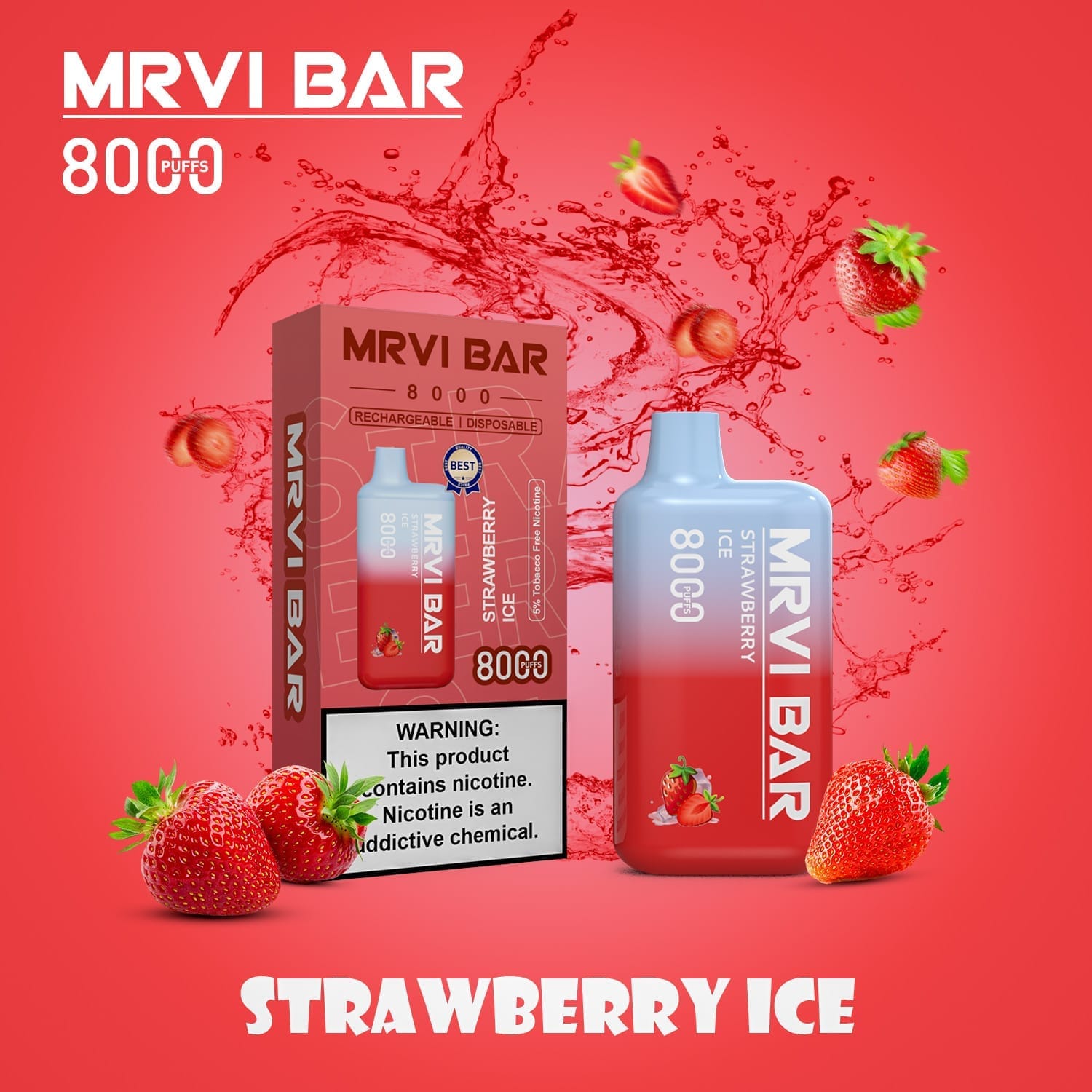 MRVI Bar 8000 Puffs | 5% nicotine, 15mL, portable bulk disposable vape - Image 3