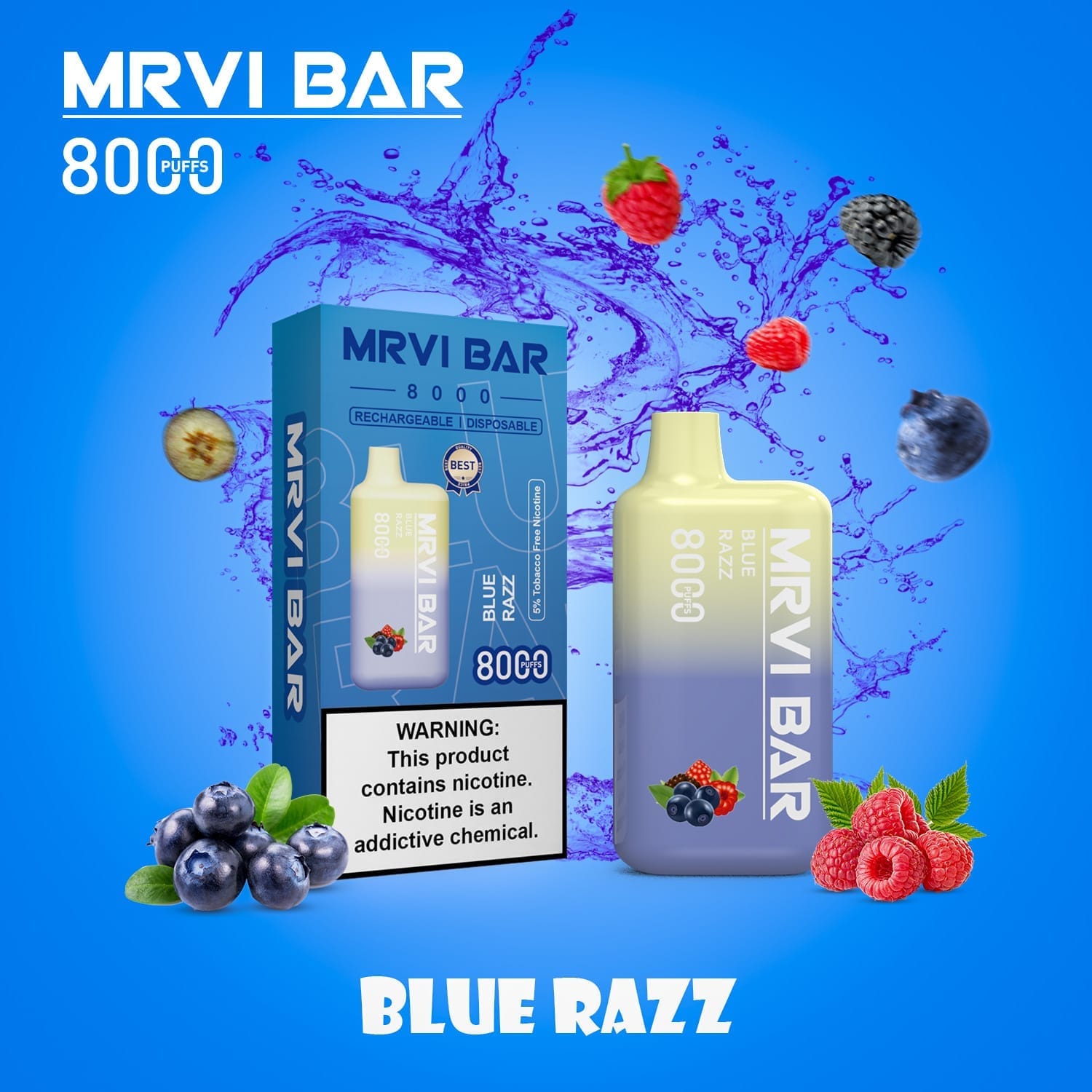 MRVI Bar 8000 Puffs | 5% nicotine, 15mL, portable bulk disposable vape - Image 4