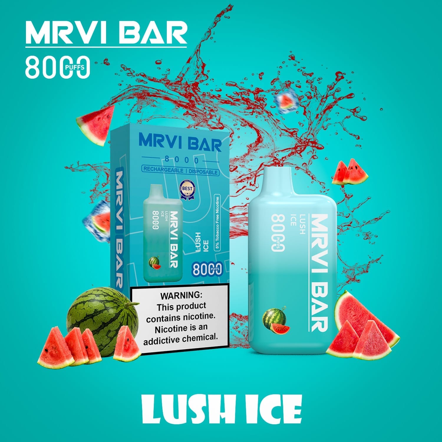 MRVI Bar 8000 Puffs | 5% nicotine, 15mL, portable bulk disposable vape