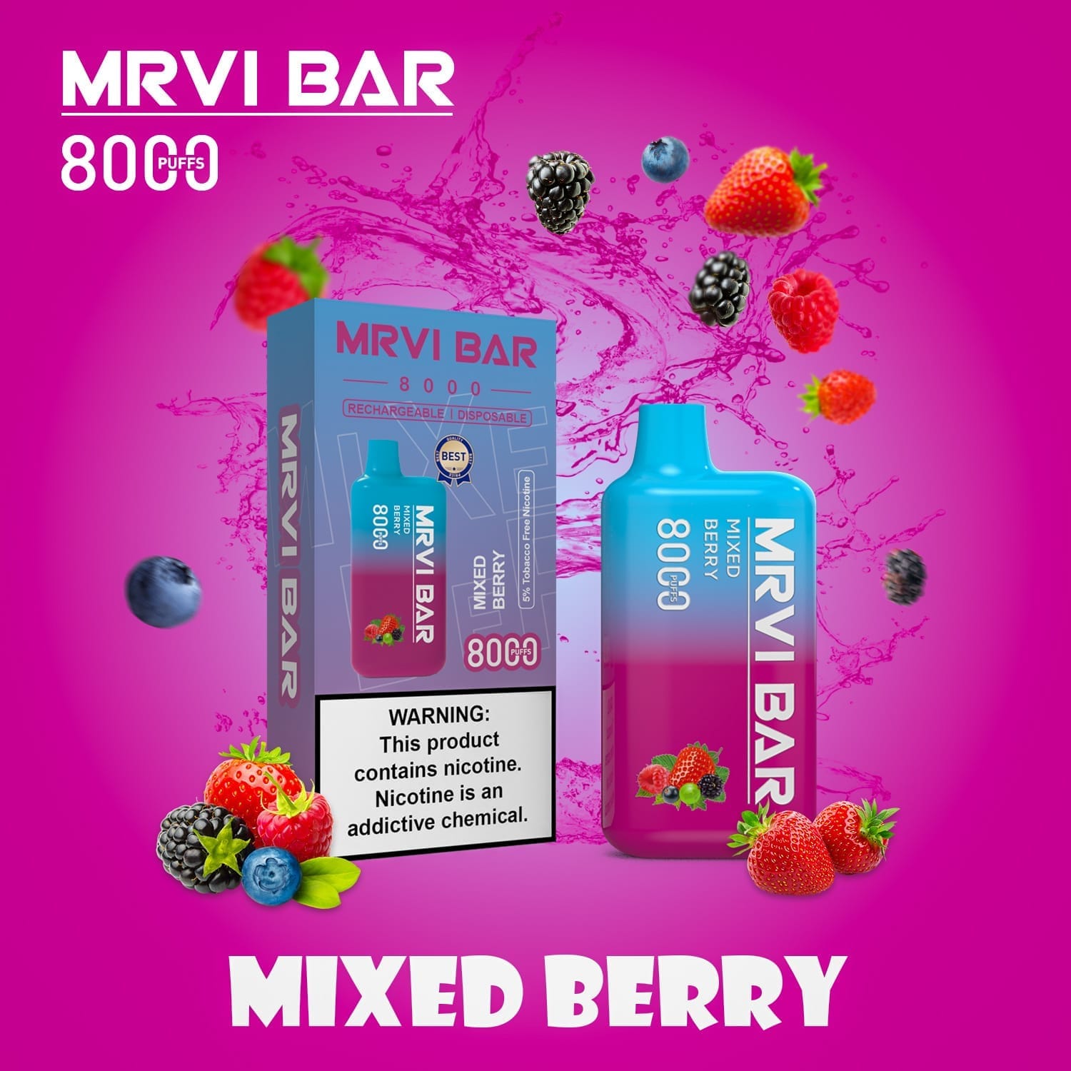 MRVI Bar 8000 Puffs | 5% nicotine, 15mL, portable bulk disposable vape - Image 5