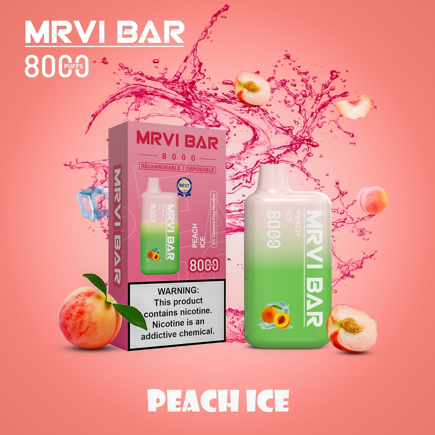 MRVI Bar 8000 Puffs | 5% nicotine, 15mL, portable bulk disposable vape - Image 6