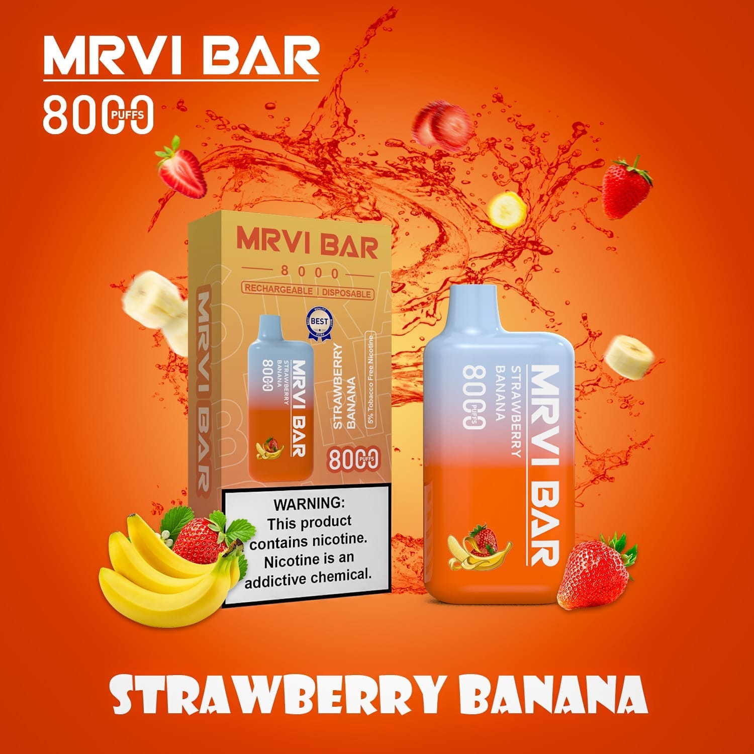 MRVI Bar 8000 Puffs | 5% nicotine, 15mL, portable bulk disposable vape - Image 7