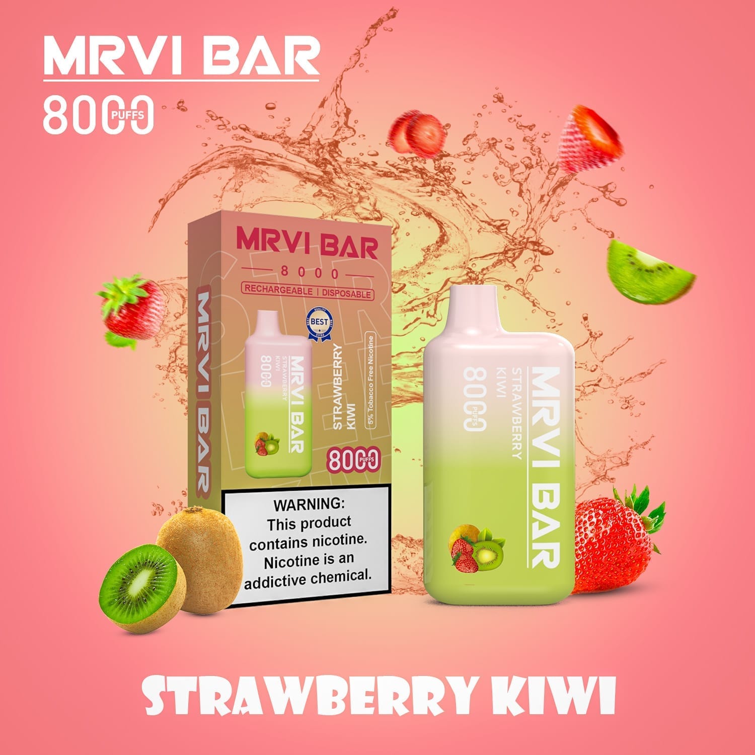 MRVI Bar 8000 Puffs | 5% nicotine, 15mL, portable bulk disposable vape - Image 8