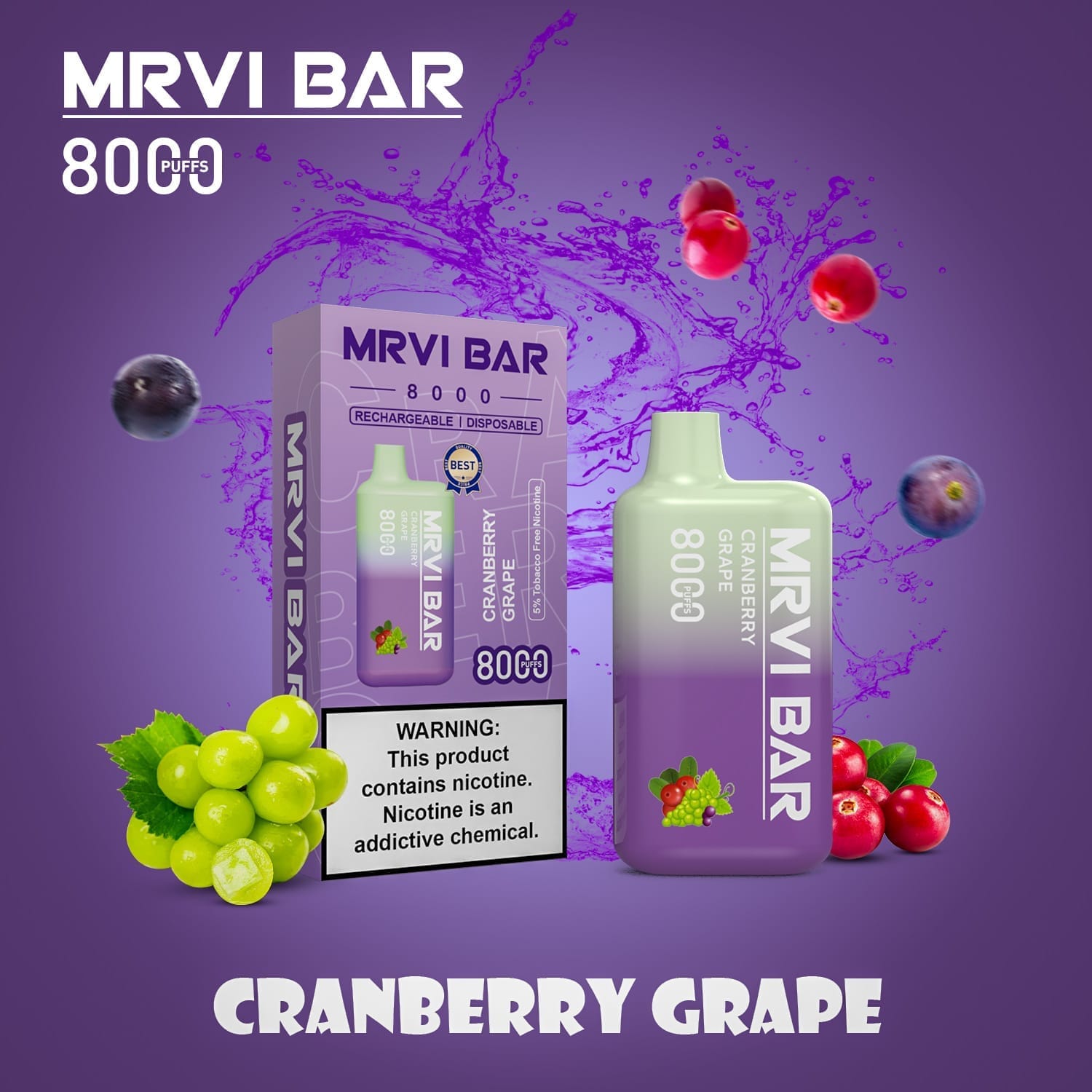 MRVI Bar 8000 Puffs | 5% nicotine, 15mL, portable bulk disposable vape - Image 10