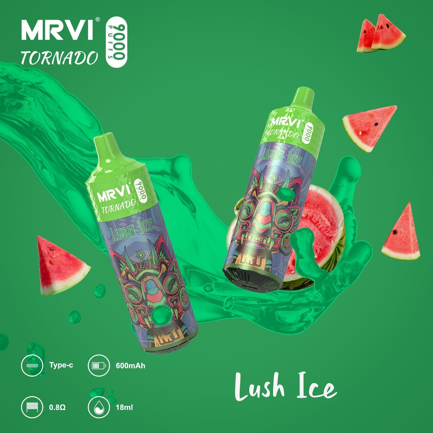 MRVI Tornado 9000 Puffs | 0%-5% nicotine, 18mL, bulk disposable vape - Image 2