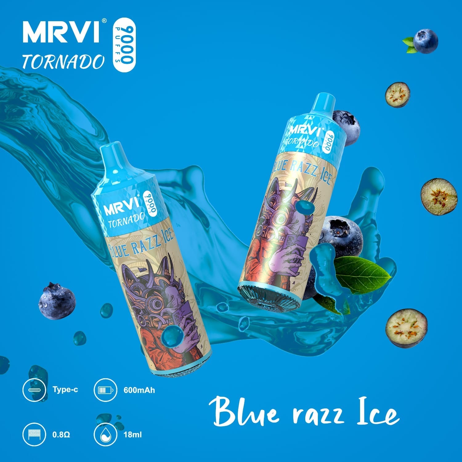 MRVI Tornado 9000 Puffs | 0%-5% nicotine, 18mL, bulk disposable vape - Image 3