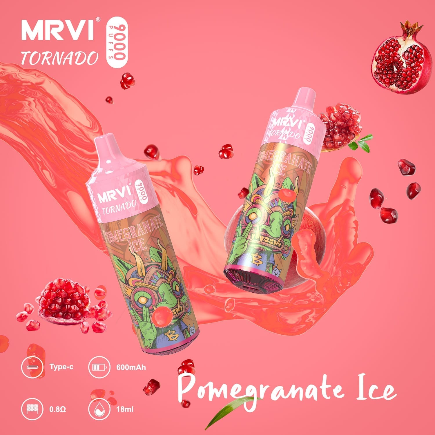 MRVI Tornado 9000 Puffs | 0%-5% nicotine, 18mL, bulk disposable vape