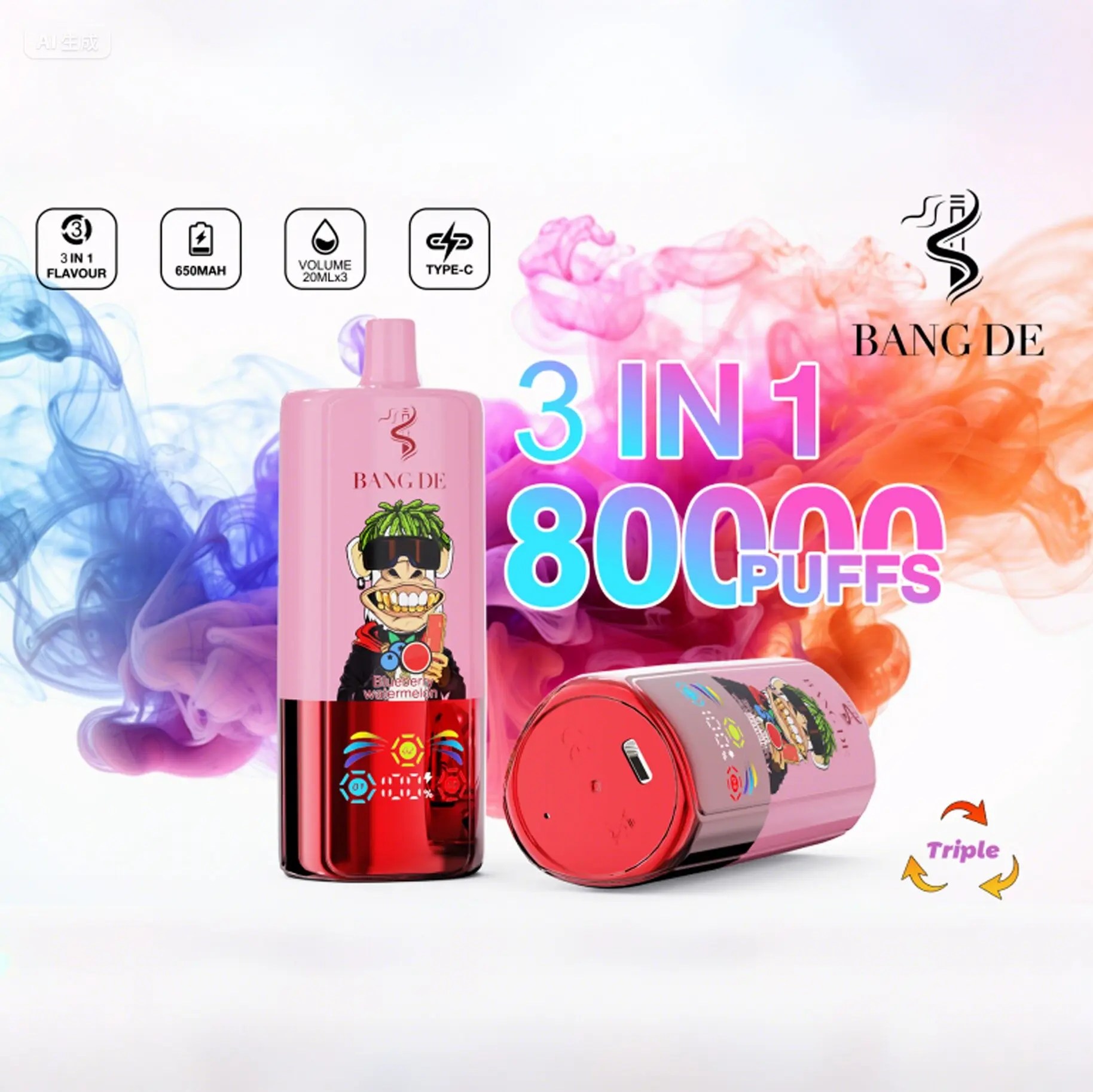 Bang DE 80000 | 3-in-1 80K puffs triple flavor bulk disposable vape wholesale - Image 6