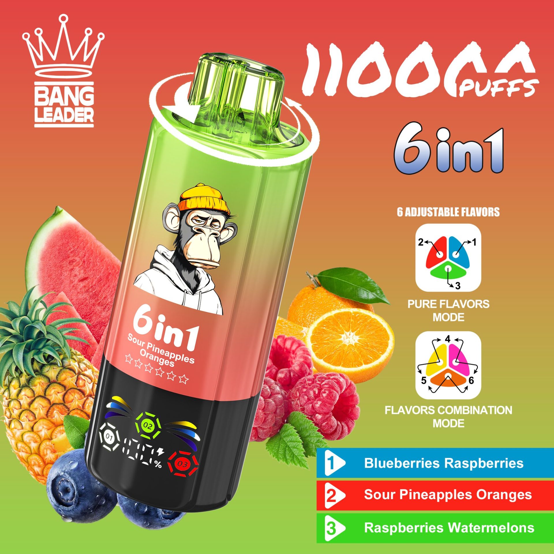 Bang Leader 110K | 110000 puffs, 6 flavor switching modes, LED screen, smart bulk disposable vape - Image 11