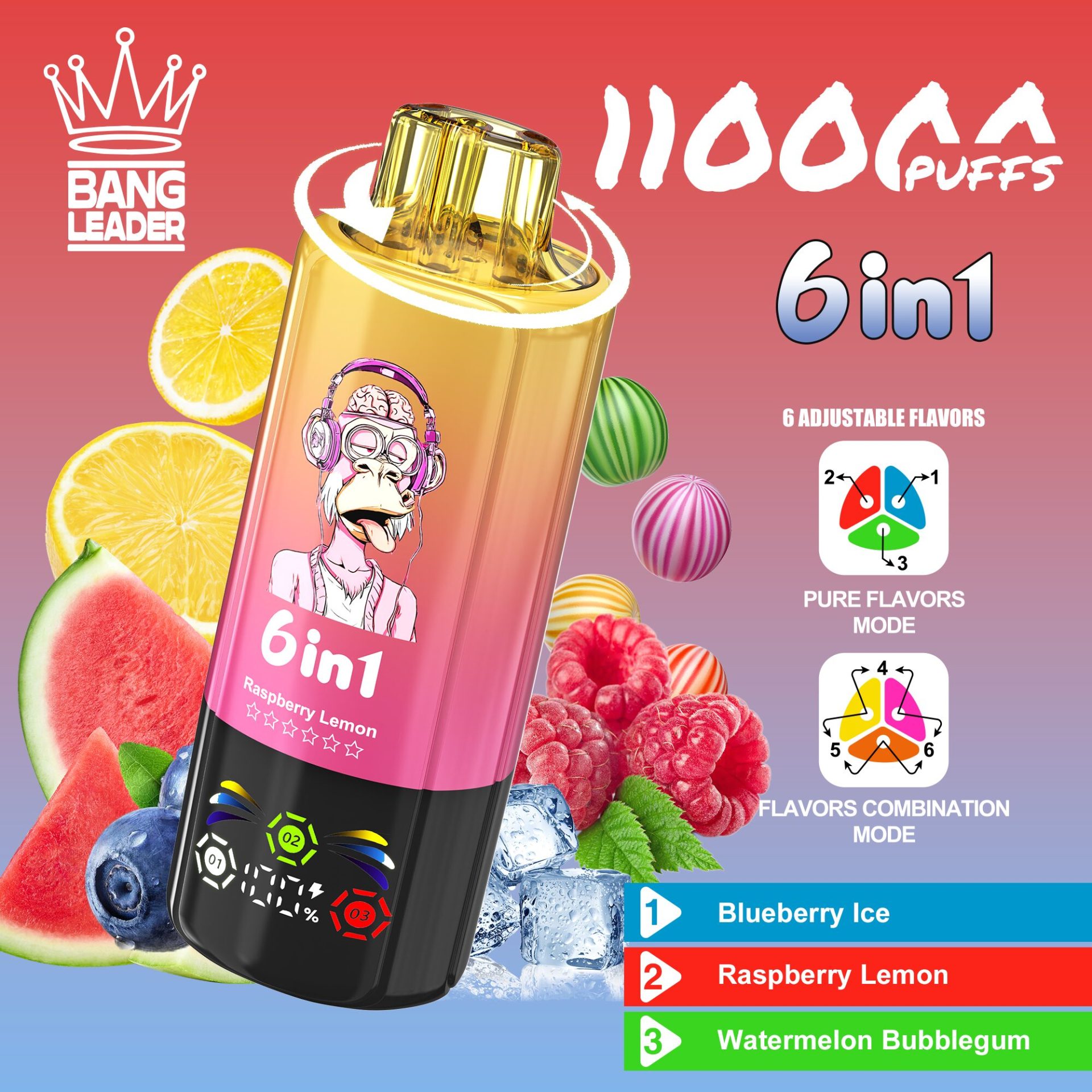 Bang Leader 110K | 110000 puffs, 6 flavor switching modes, LED screen, smart bulk disposable vape - Image 10