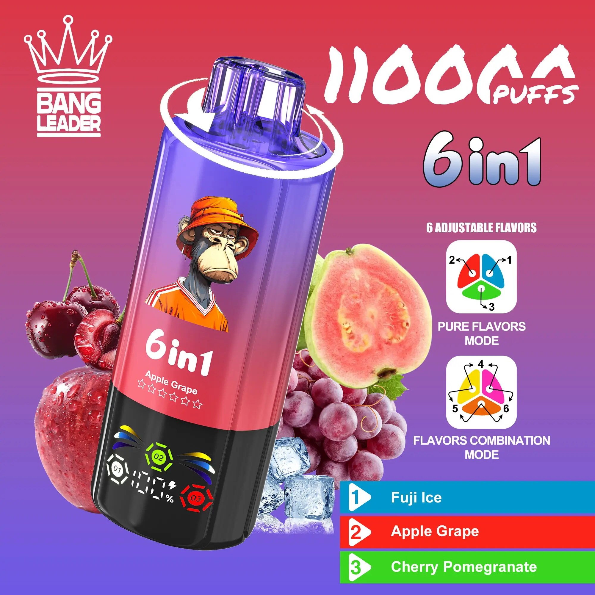 Bang Leader 110K | 110000 puffs, 6 flavor switching modes, LED screen, smart bulk disposable vape - Image 9