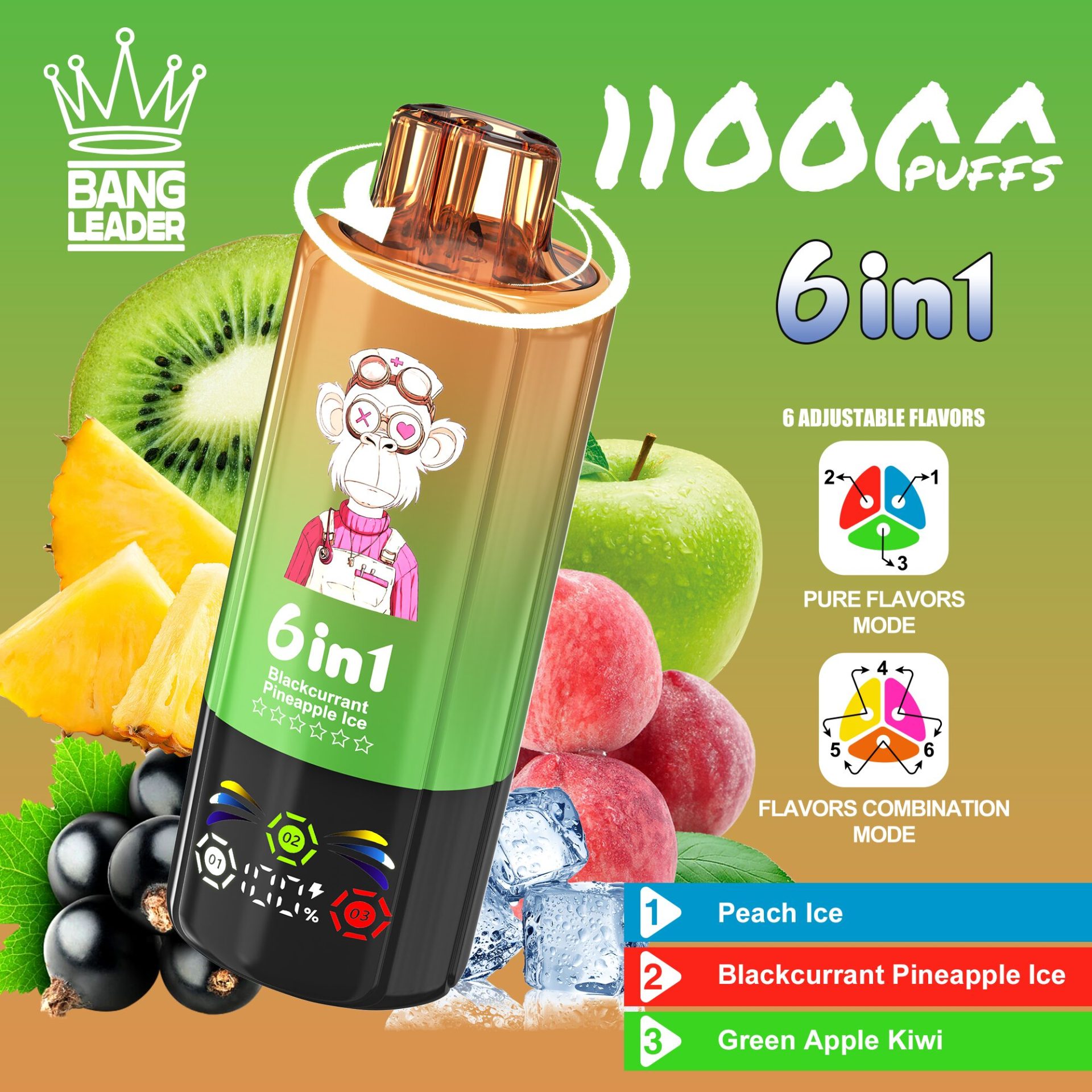 Bang Leader 110K | 110000 puffs, 6 flavor switching modes, LED screen, smart bulk disposable vape - Image 7
