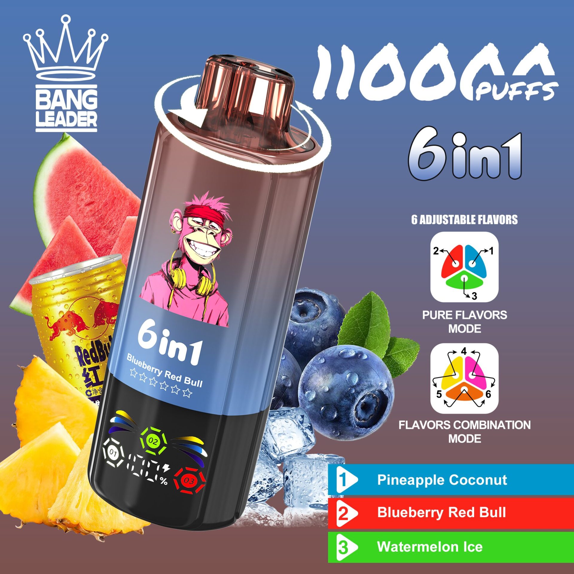 Bang Leader 110K | 110000 puffs, 6 flavor switching modes, LED screen, smart bulk disposable vape - Image 6