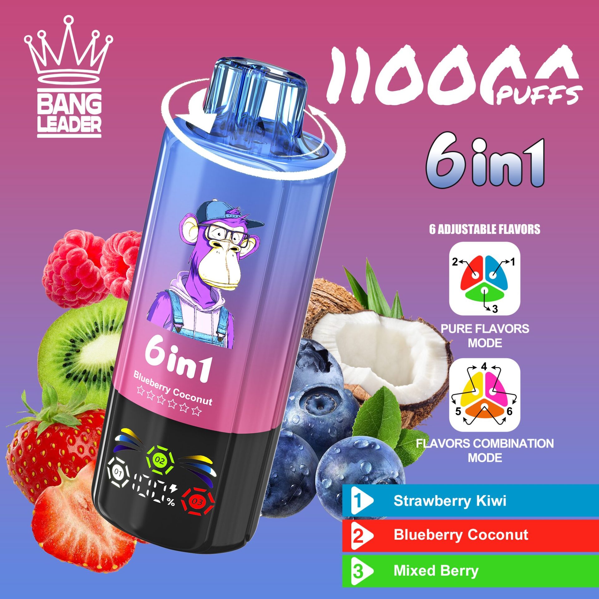 Bang Leader 110K | 110000 puffs, 6 flavor switching modes, LED screen, smart bulk disposable vape - Image 3