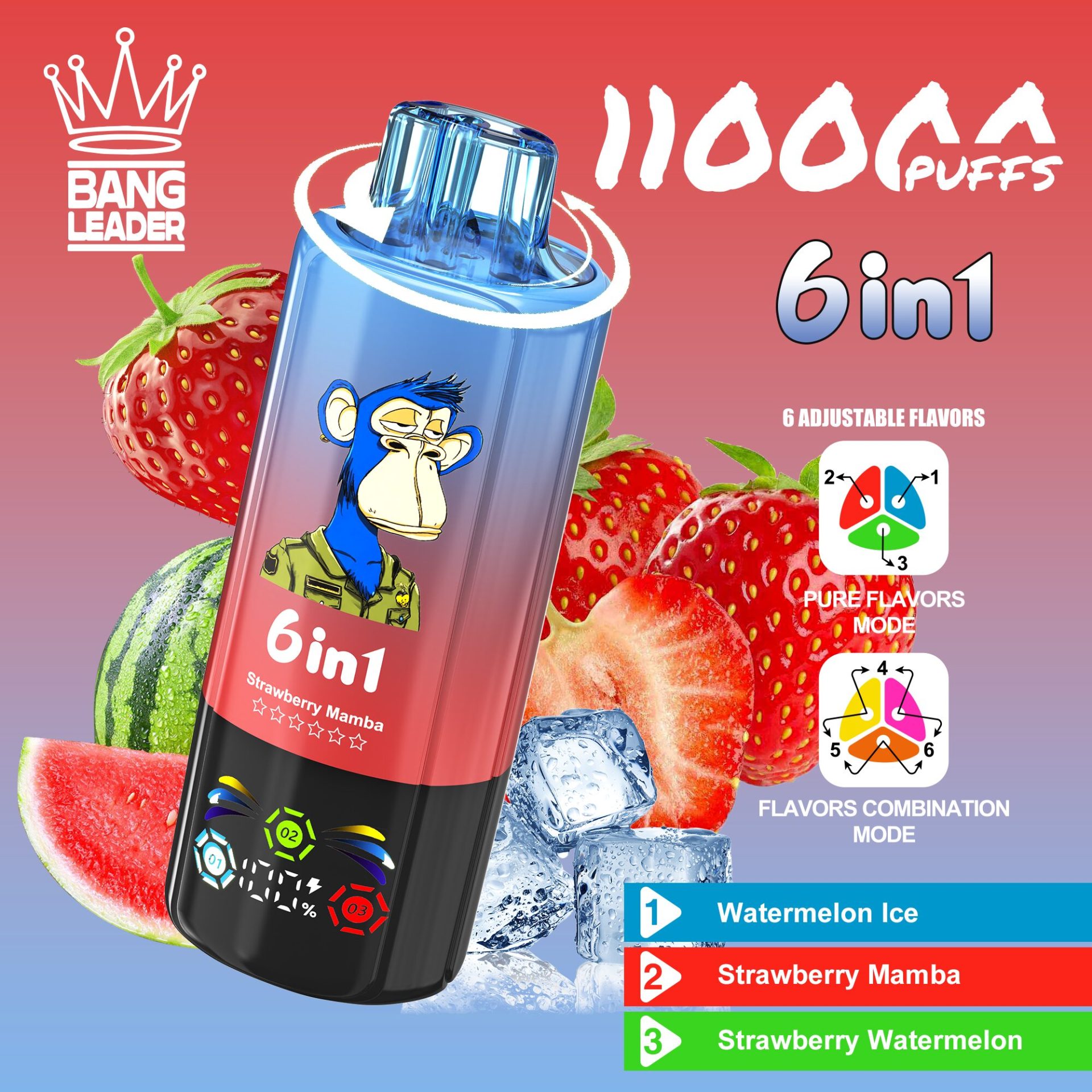 Bang Leader 110K | 110000 puffs, 6 flavor switching modes, LED screen, smart bulk disposable vape - Image 2