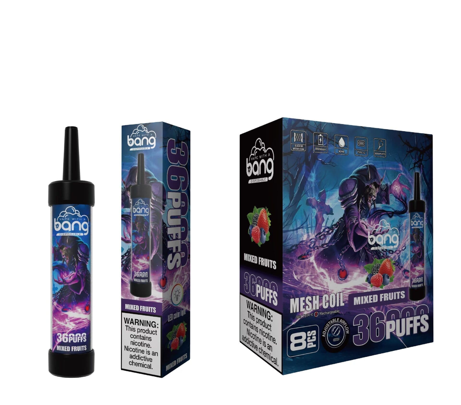 Bang King 36000 Puffs | 0%-5% nicotine, LED color light, bulk disposable vape - Image 2
