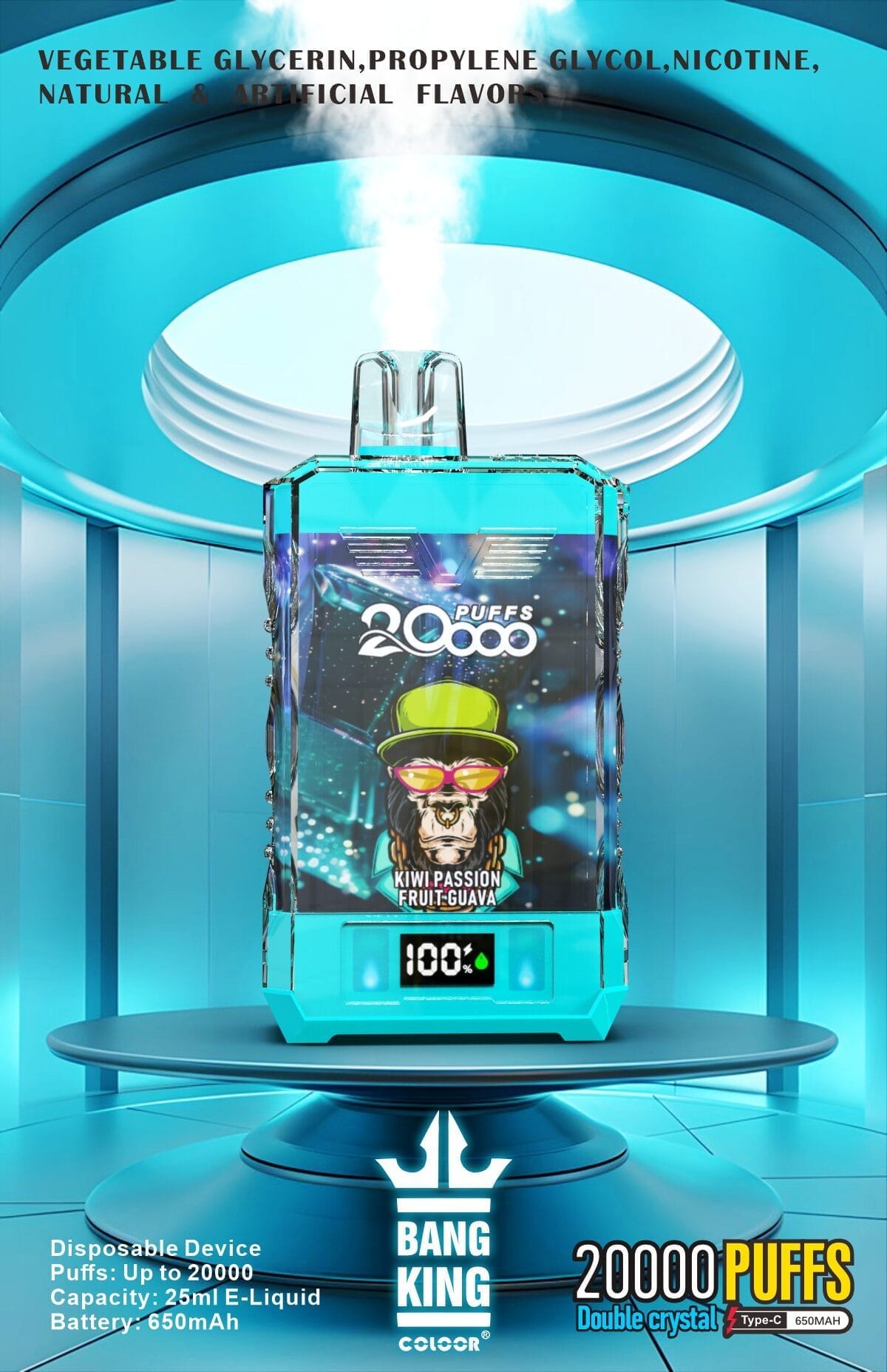 Bang King Double Crystal 20000 Puffs | 0%-5% nicotine, 25mL, 650mAh, bulk vape - Image 4