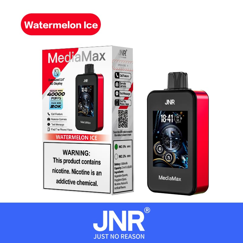 JNR Media Max 40000 Puffs | 5% nicotine, 21mL, dual mesh, 2.4” HD display, airflow control, smart - Image 5