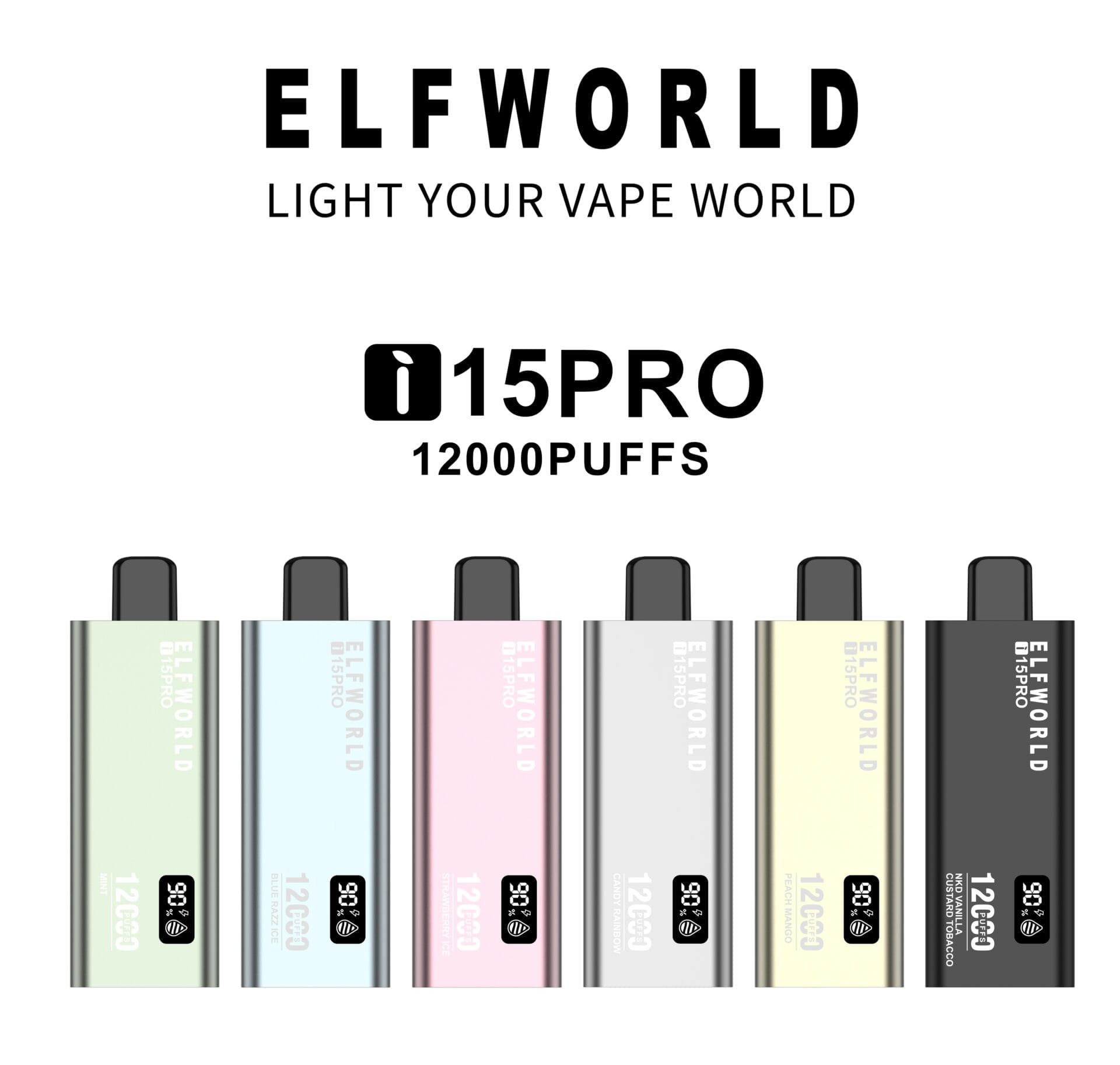 ELFWORLD 15PRO 12000 Puffs | 0%-5% nicotine, 18mL, airflow control, digital display