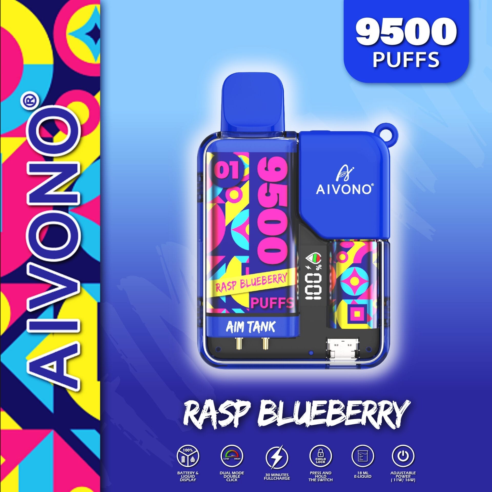 AIVONO AIM TANK 9500 Puffs | 0% to 5% nicotine bulk buy wholesale - Image 3