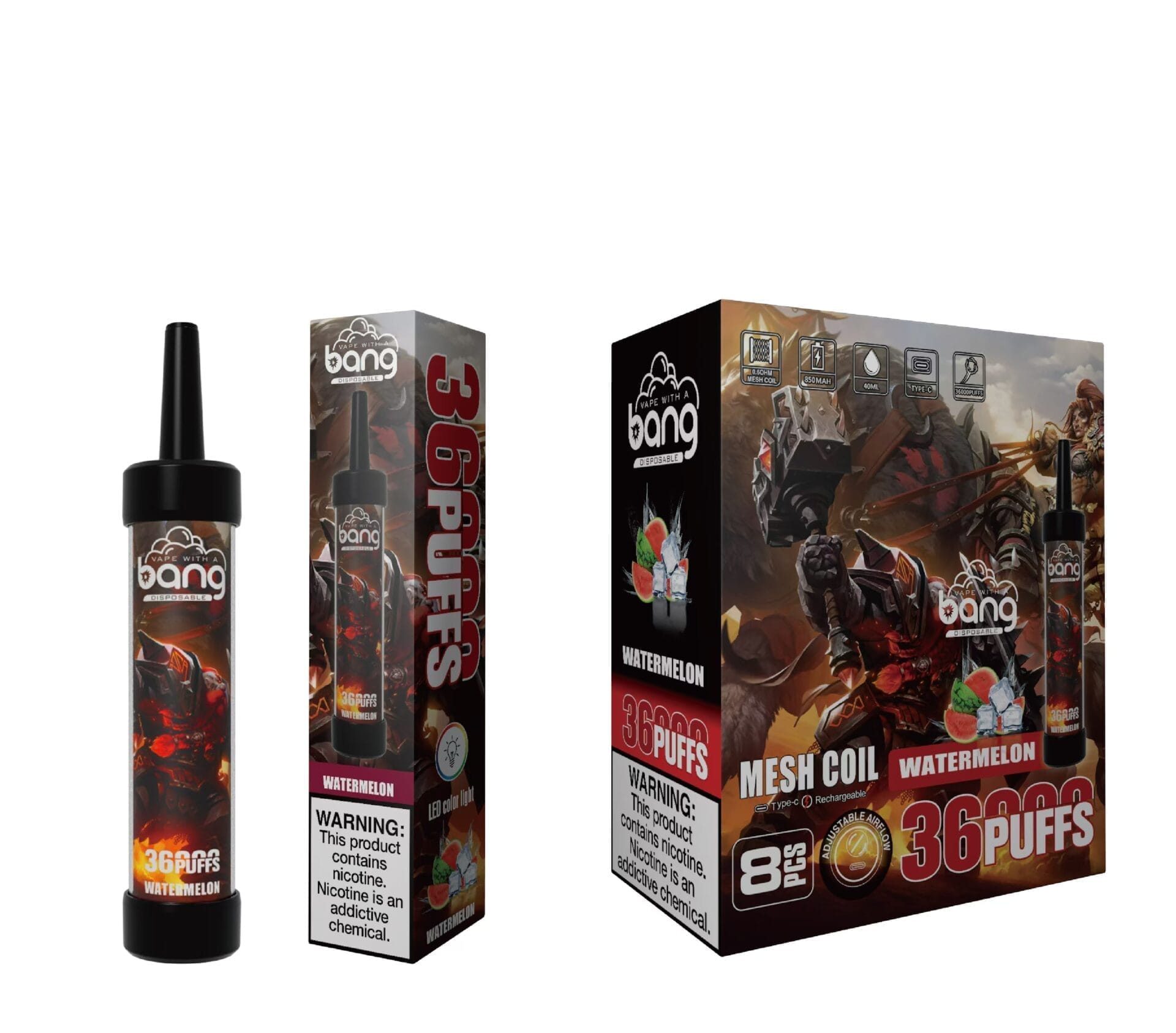 Bang King 36000 Puffs | 0%-5% nicotine, LED color light, bulk disposable vape - Image 6
