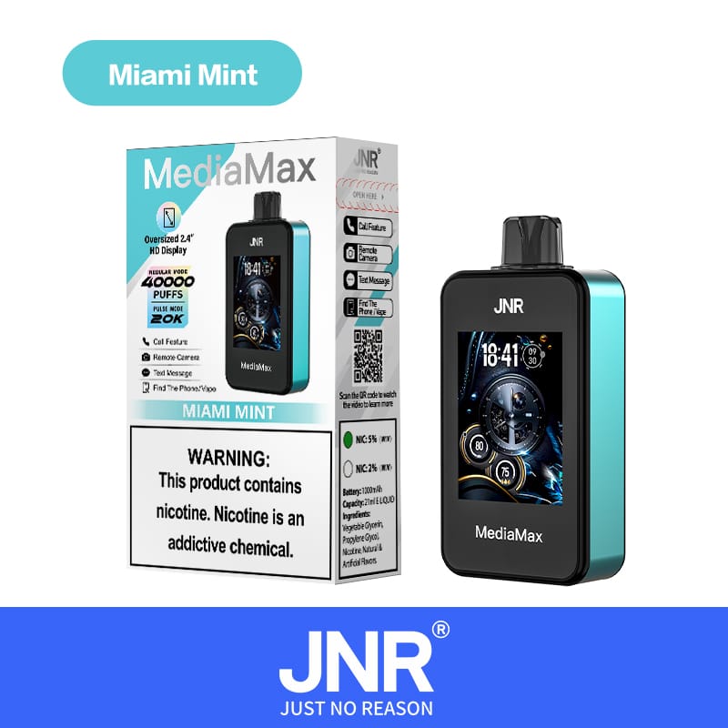 JNR Media Max 40000 Puffs | 5% nicotine, 21mL, dual mesh, 2.4” HD display, airflow control, smart - Image 6