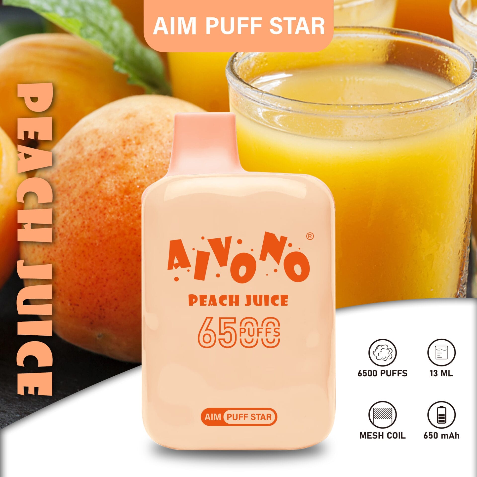 AIVONO Aim Puff Star 6500 Puffs | 0%-5% nicotine, 13mL, bulk disposable vape - Image 2