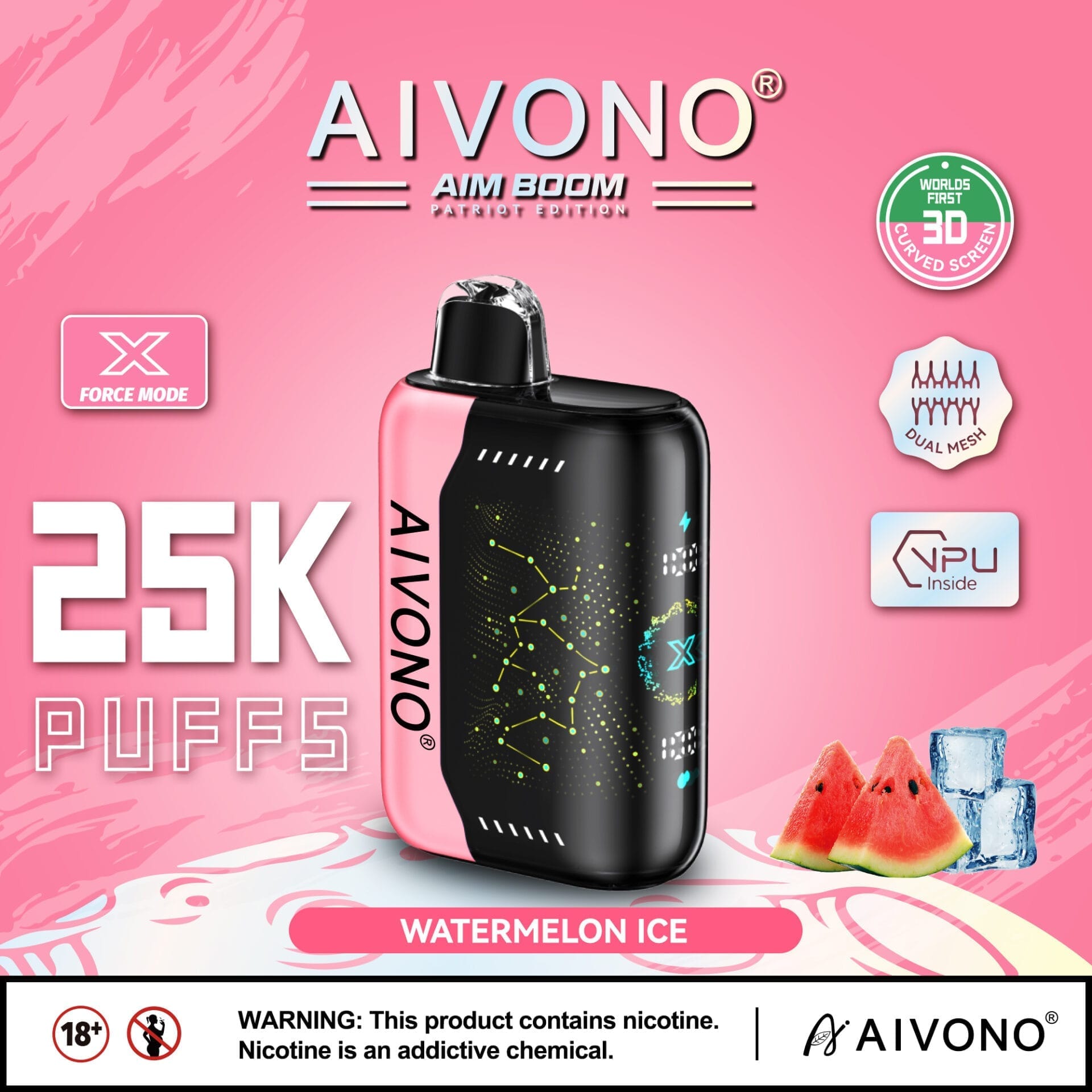 AIVONO BOOM PATRIOT EDITION 25000 Puffs | 0%-5% nicotine, bulk disposable vape - Image 5
