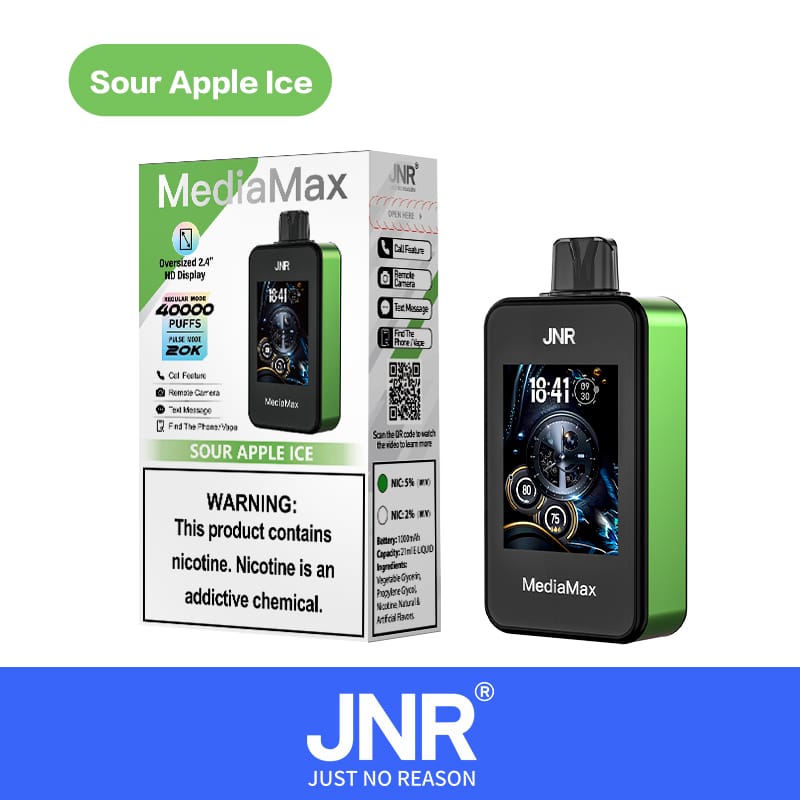 JNR Media Max 40000 Puffs | 5% nicotine, 21mL, dual mesh, 2.4” HD display, airflow control, smart - Image 7