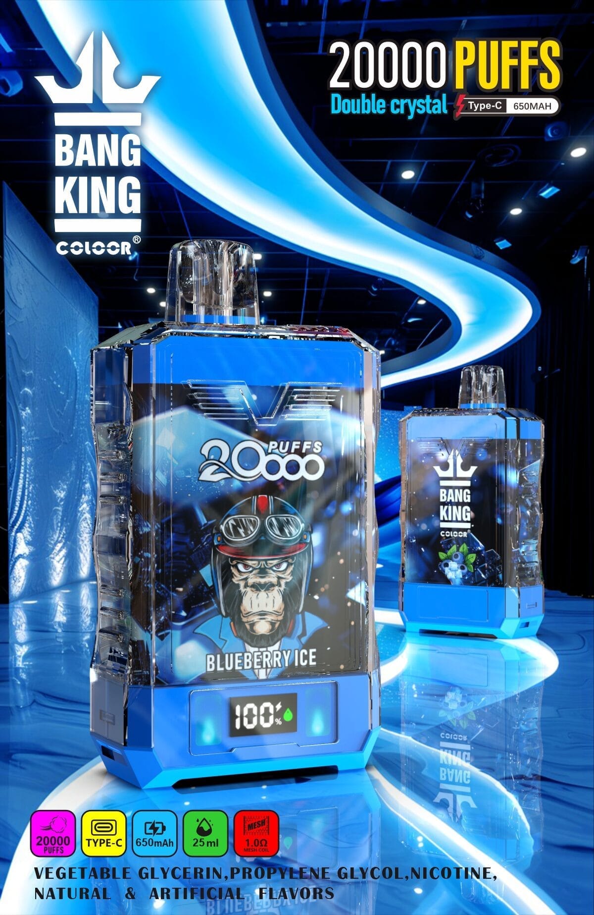 Bang King Double Crystal 20000 Puffs | 0%-5% nicotine, 25mL, 650mAh, bulk vape - Image 7
