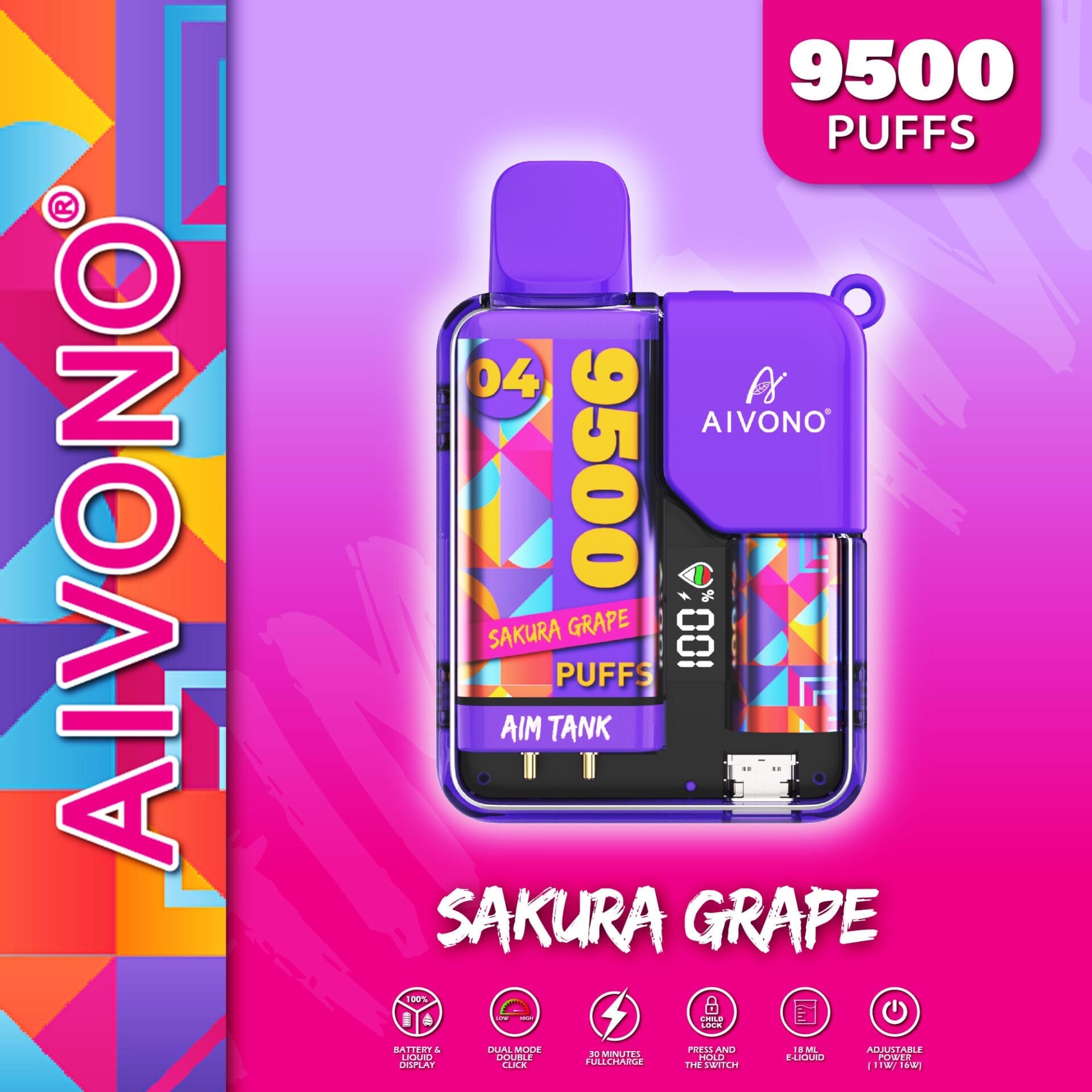 AIVONO AIM TANK 9500 Puffs | 0% to 5% nicotine bulk buy wholesale - Image 5