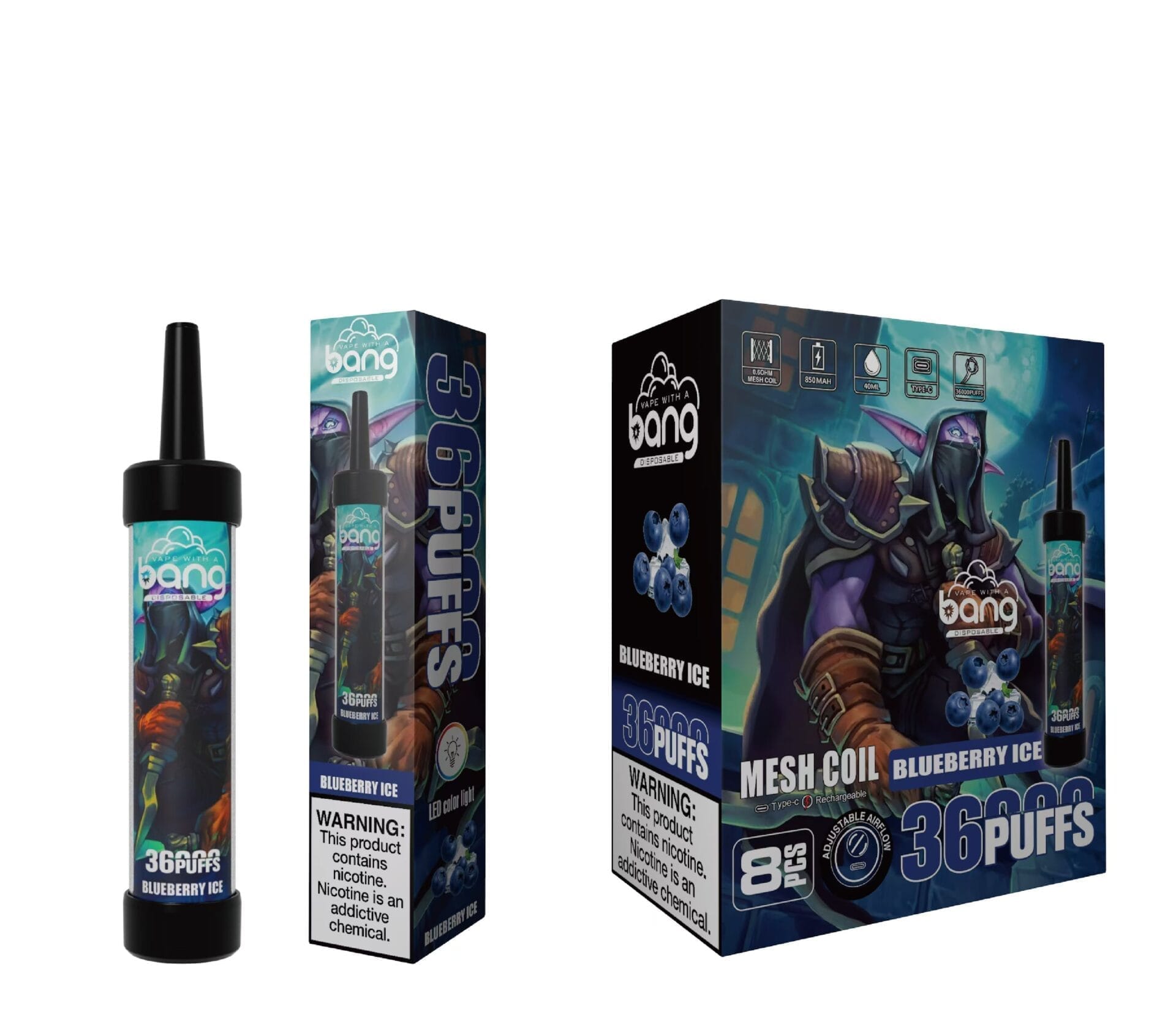 Bang King 36000 Puffs | 0%-5% nicotine, LED color light, bulk disposable vape - Image 5
