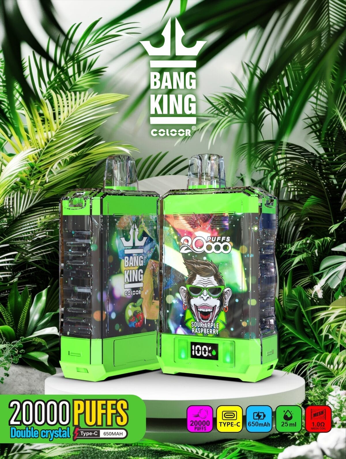 Bang King Double Crystal 20000 Puffs | 0%-5% nicotine, 25mL, 650mAh, bulk vape - Image 8