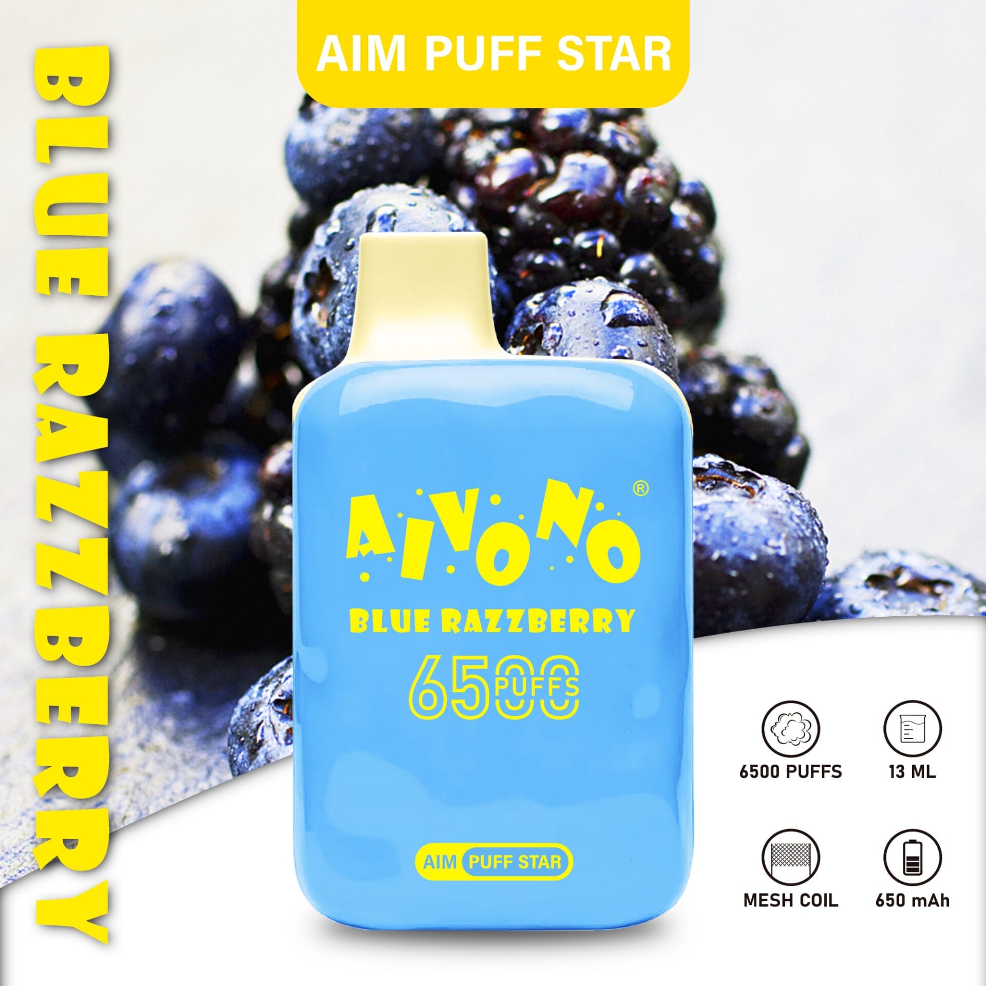 AIVONO Aim Puff Star 6500 Puffs | 0%-5% nicotine, 13mL, bulk disposable vape - Image 5