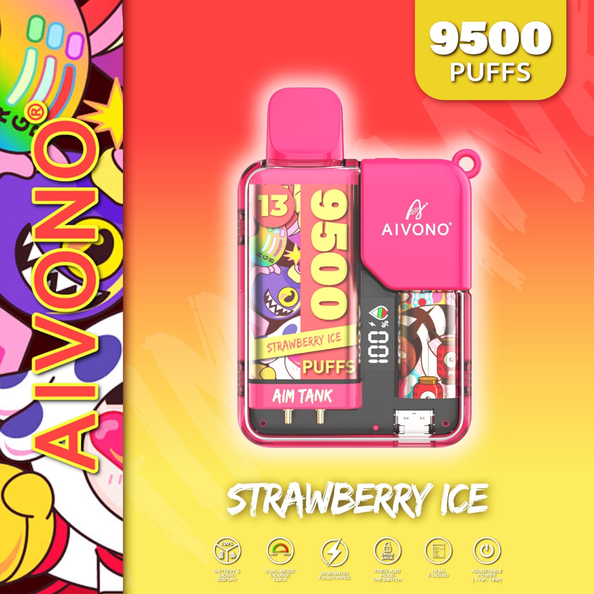 AIVONO AIM TANK 9500 Puffs | 0% to 5% nicotine bulk buy wholesale - Image 7